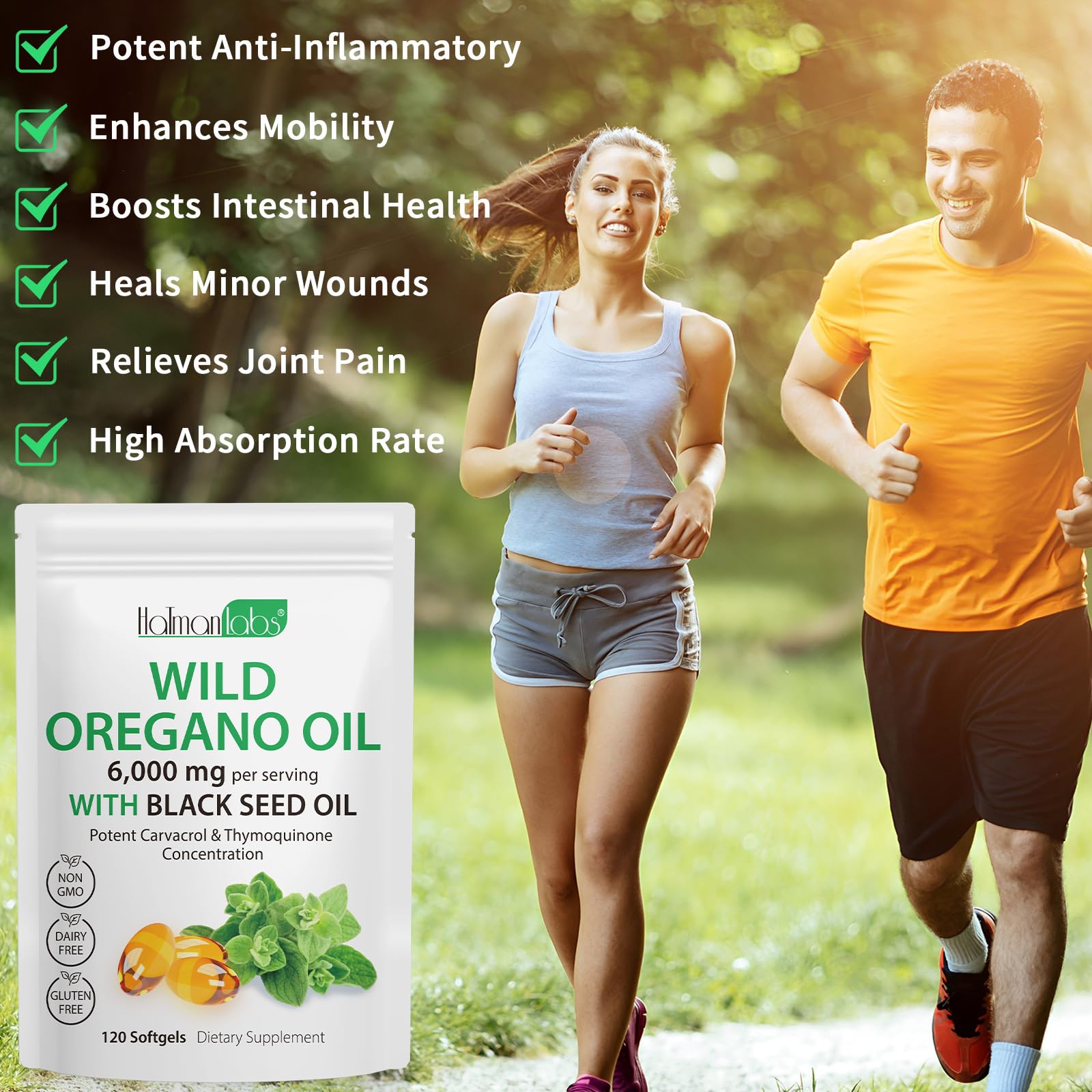 Organic Oregano Oil with Black Seed Oil Capsules - 120 Softgels | Natural Antioxidant Supplement for Immune Support & Digestive Health | Perfect for Daily Wellness & Travel