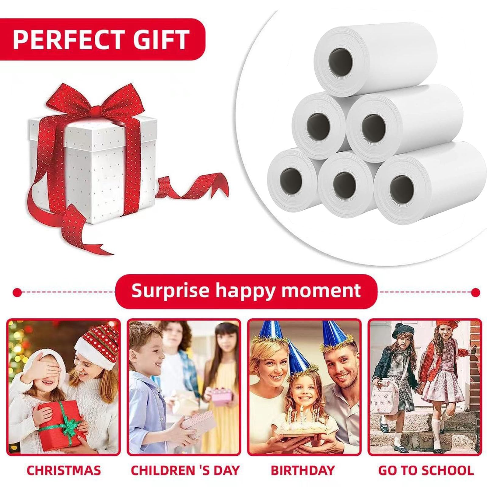 15 Rolls Instant Camera Refill Print Paper - High Quality Photo Paper for Kidizoom & Most Kids Instant Cameras - Perfect for Birthday Parties, Travel Memories & DIY Photo Projects