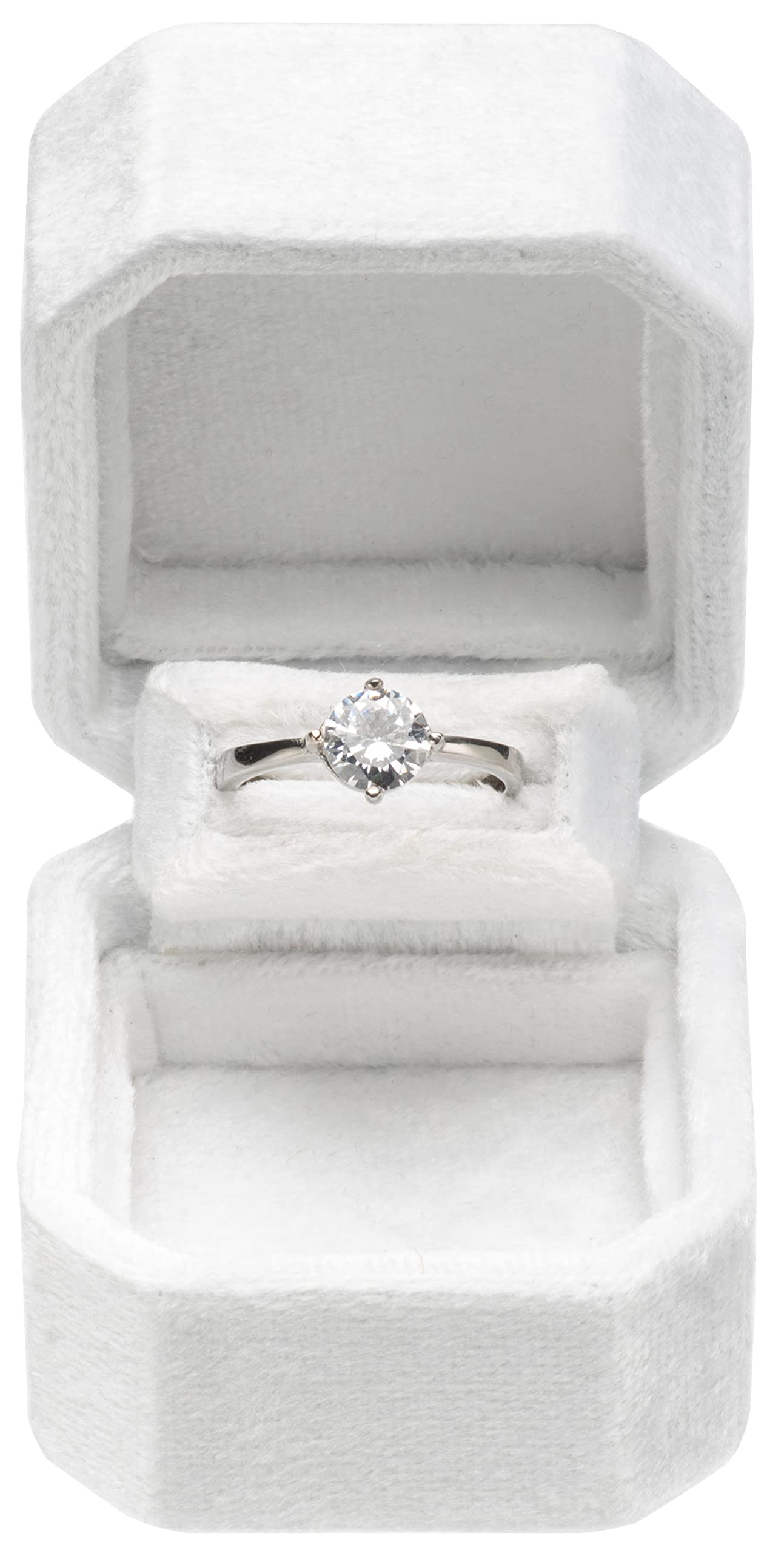 Velvet Ring Box for Engagement, Wedding, Proposal - Small Jewelry Gift Box with Soft Lining (White) - Perfect for Proposals, Anniversaries & Jewelry Storage