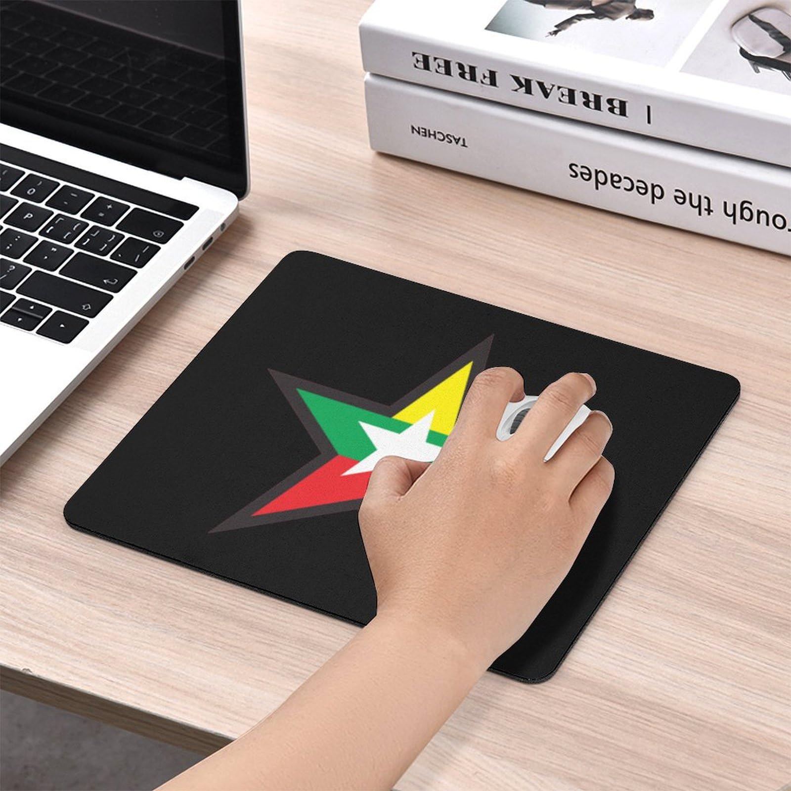 Premium Myanmar Flag Star Mouse Pad - Durable, Non-Slip, Waterproof Gaming Mouse Mat for PC & Laptop - Perfect for Home, Office & Gaming (18 x 22cm)