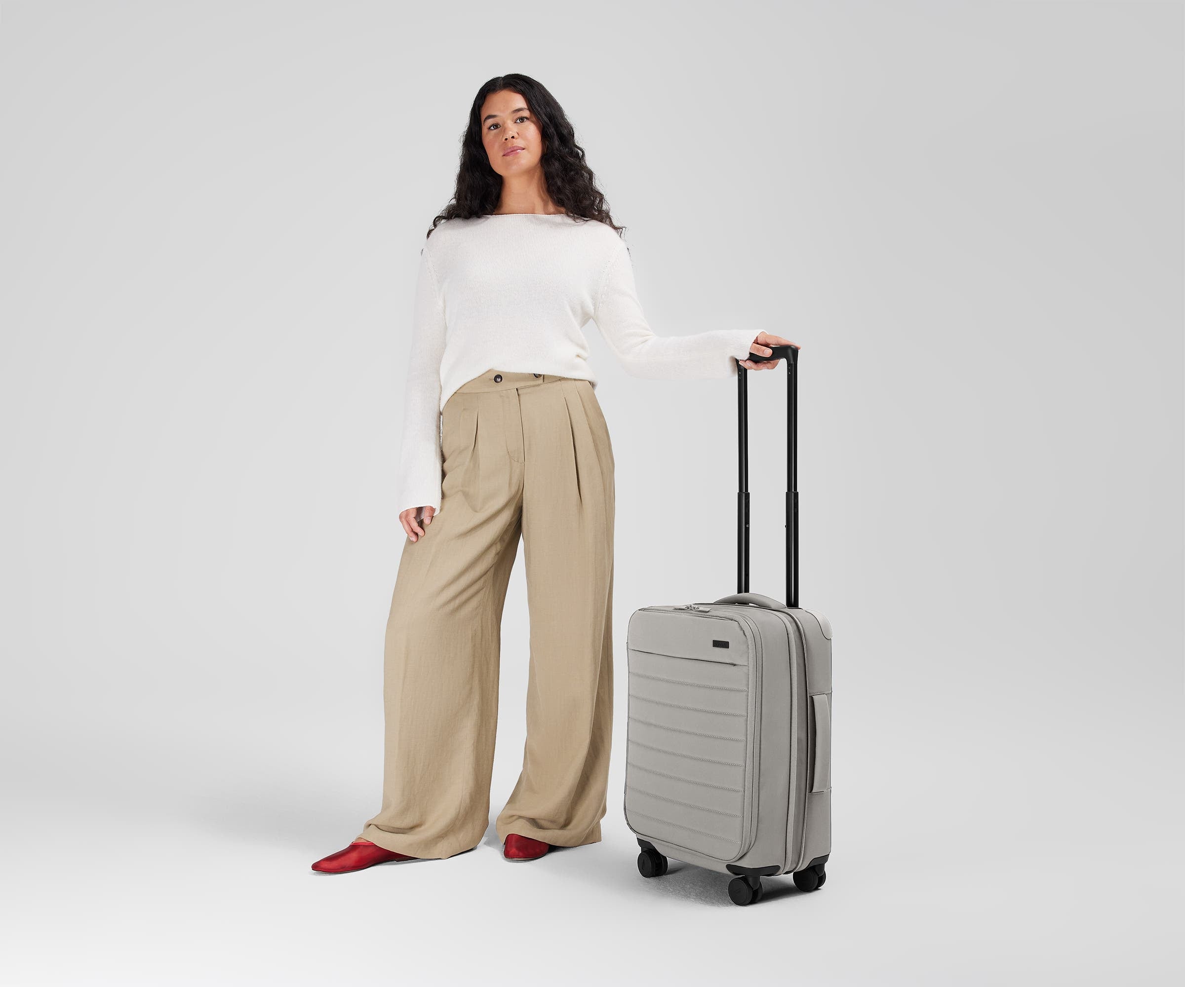 Softside Carry On Luggage in Cloud Gray - Lightweight & Durable Travel Suitcase for Airplane Cabin & Weekend Trips