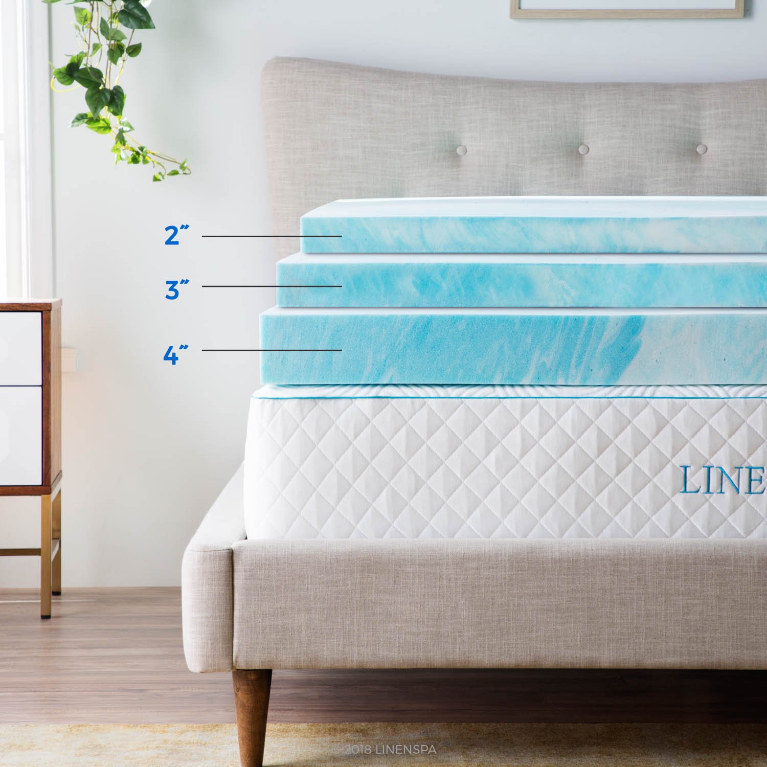 LINENSPA 2 Inch Gel Swirl Memory Foam Mattress Topper - King Size Cooling Gel Infused Mattress Pad for Pressure Relief & Pain Relief - CertiPUR-US Certified - Perfect for Hot Sleepers & Back Pain Sufferers - Enhances Comfort on Any Bed for Better Sleep
