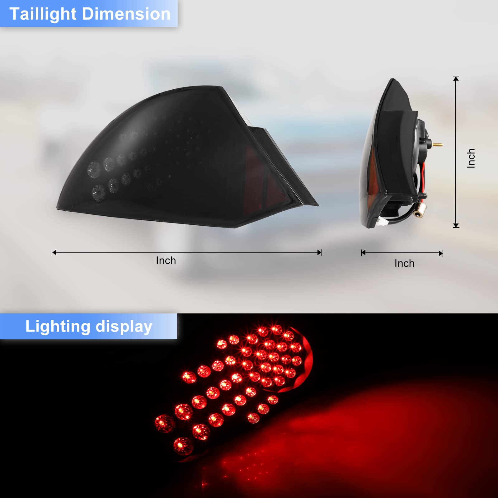 ROXX LED Tail Lights Assembly for 2000-2005 Mitsubishi Eclipse - Smoked Lens Pair with LED Turn Signal, Brake Lights & DRL - High-Quality Rear Lights for Driver & Passenger Side - Perfect for Night Driving & Car Customization