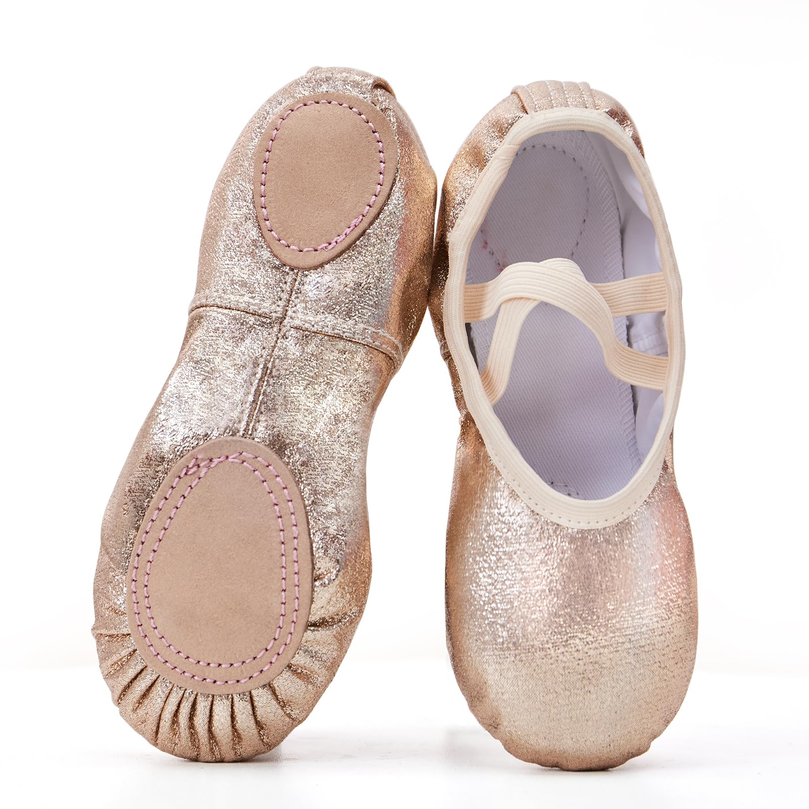 Phineein Girls Ballet Shoes - Split-Sole Toddler Dance Shoes with Glitter for Kids | Perfect for Ballet Class, Recitals & Dance Practice