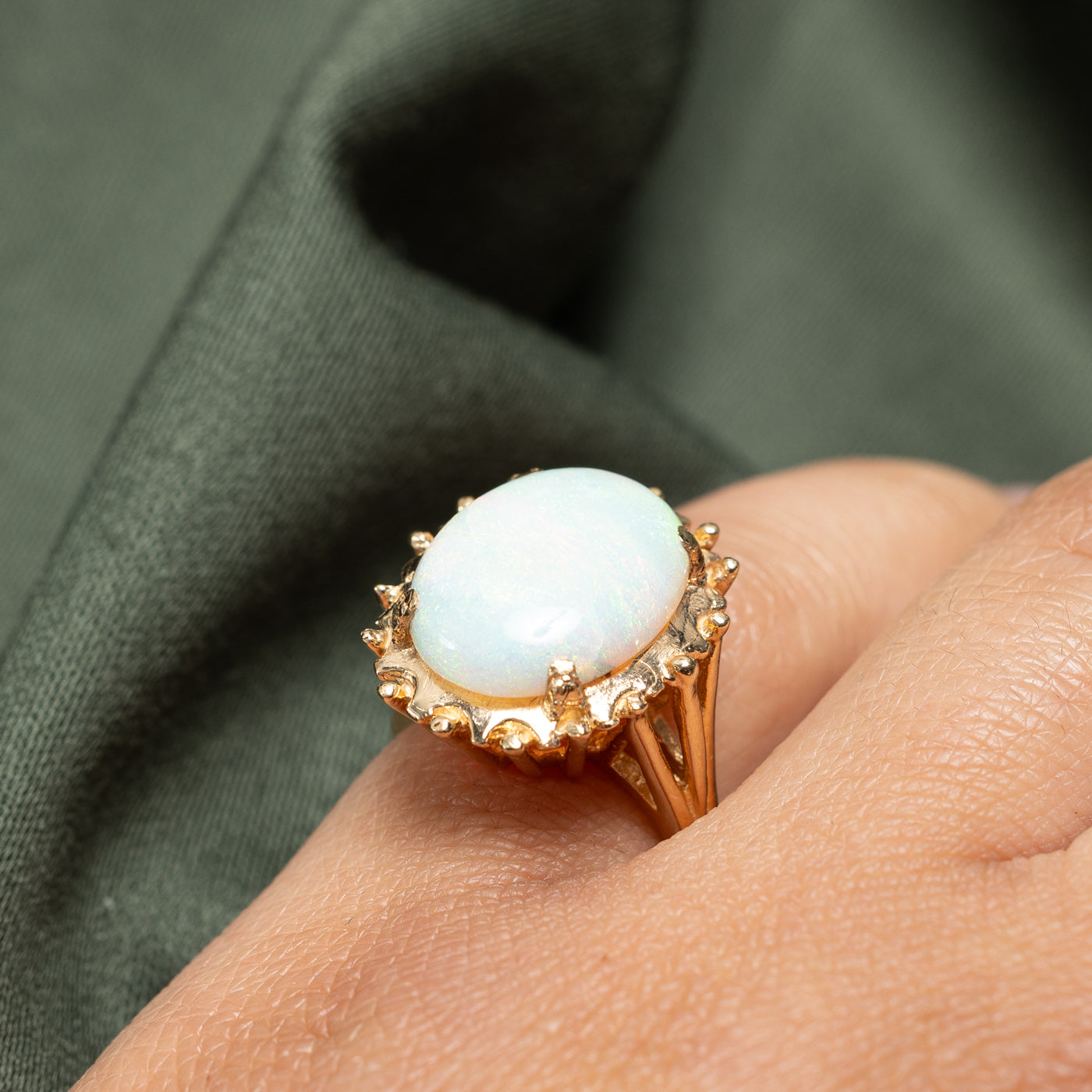 Exquisite 4.80ct Oval Opal Cocktail Ring - Size 4.75 - Elegant Statement Jewelry for Evening Parties & Special Occasions