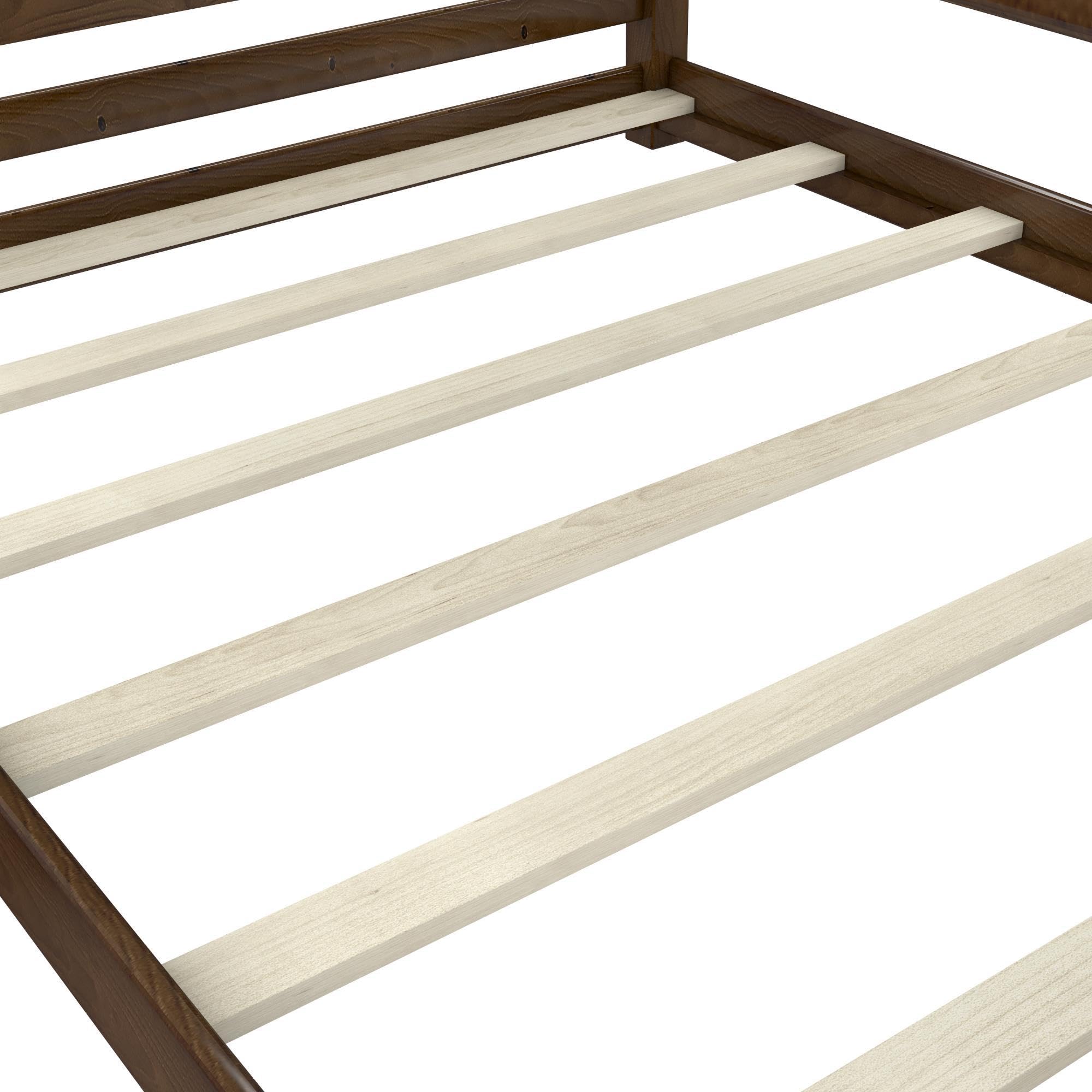DHP Phoenix Convertible Low Wood Floor Bunk Bed - Full Over Full Stackable Kids Bed Frame with Ladder & High Guardrail | Solid Wood Construction, No Box Spring Needed | Perfect for Small Rooms, Guest Rooms & Kids' Shared Bedrooms