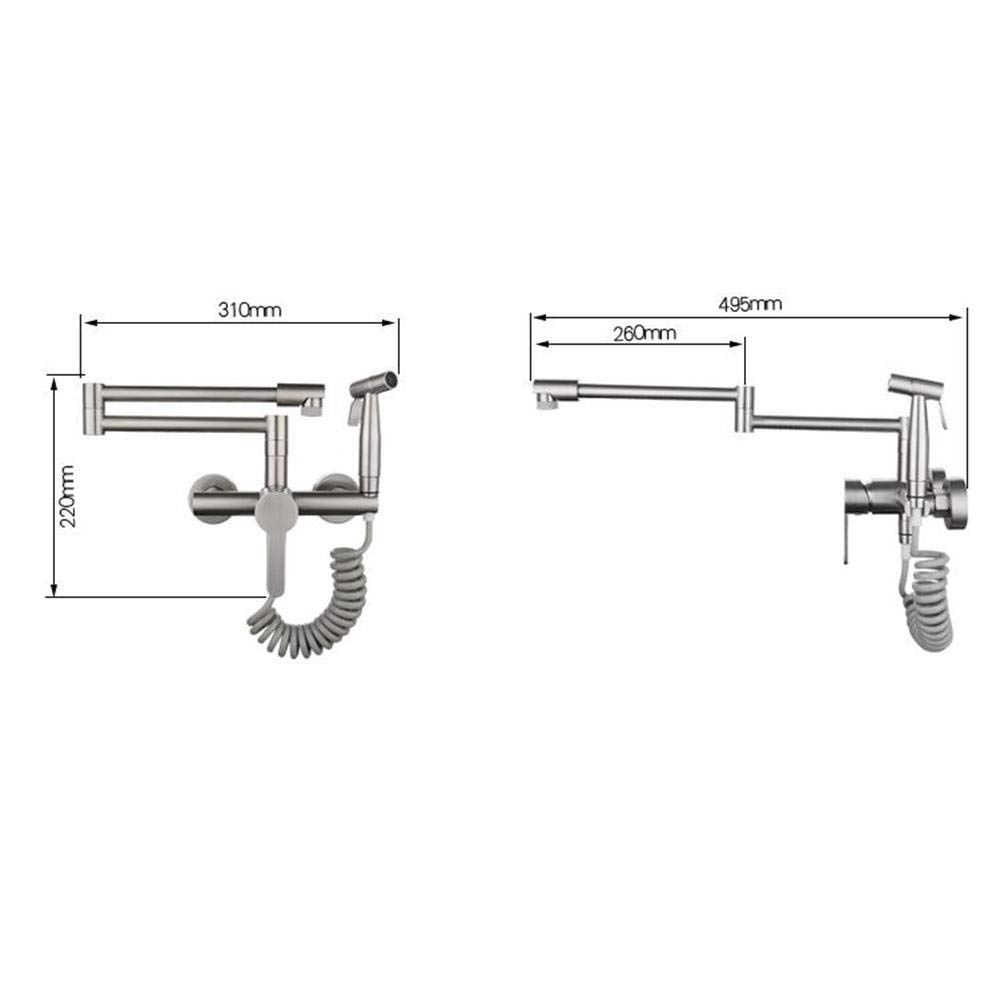 Wall-Mounted Foldable Black Kitchen Mixer Tap - Dual Water Outlet for Hot & Cold, Rotating & Retractable Faucet - Perfect for Compact & Modern Kitchen Sinks