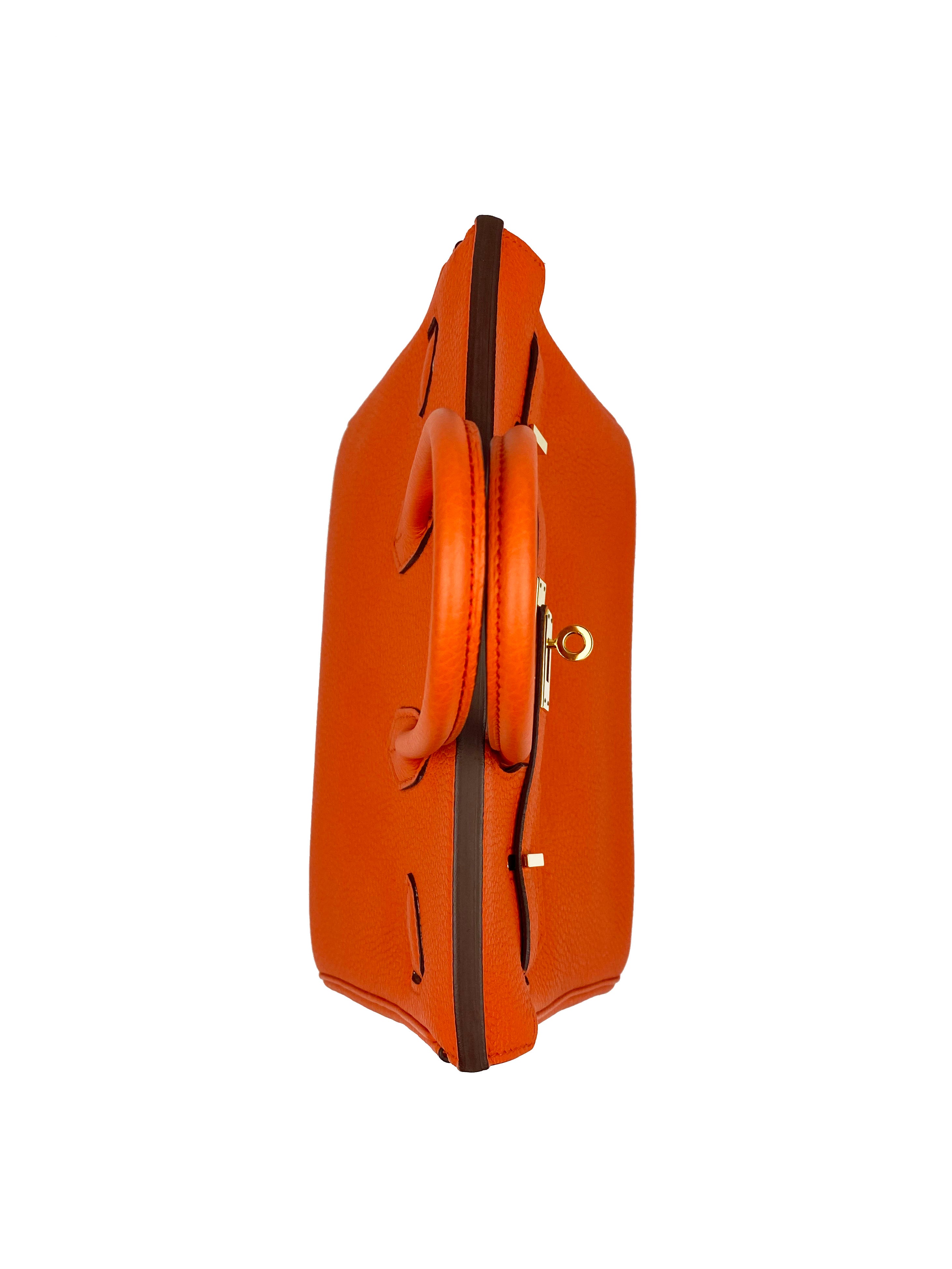 Authentic Hermes Birkin 25 Handbag in Orange - Luxury Togo Leather Top Handle Bag for Women | Perfect for Work, Travel & Special Occasions