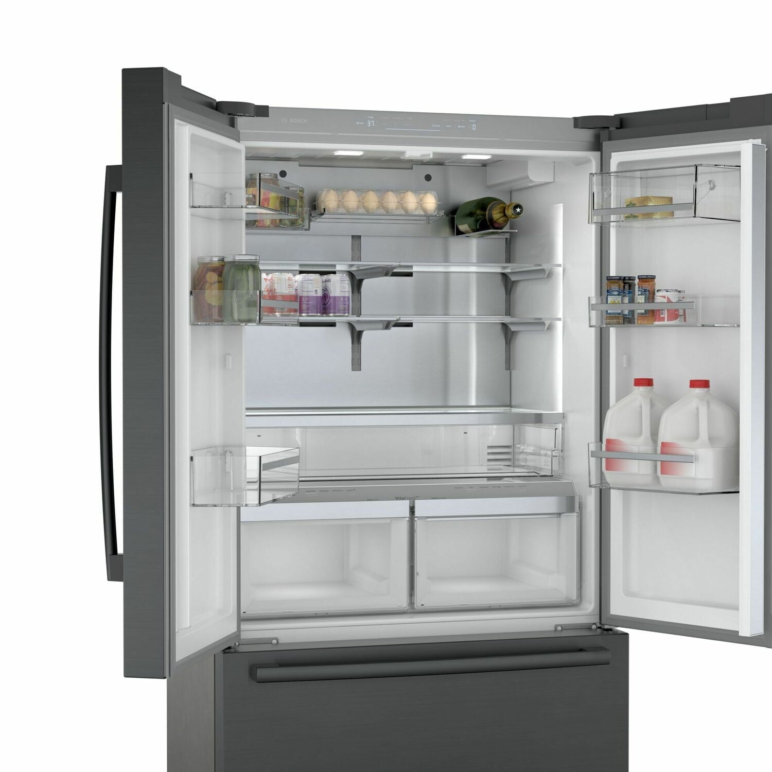 Bosch B36CT80SNB 36-Inch 800 Series French Door Bottom Freezer Refrigerator in Black Stainless Steel - Perfect for Modern Kitchens, Large Families & Entertaining Guests
