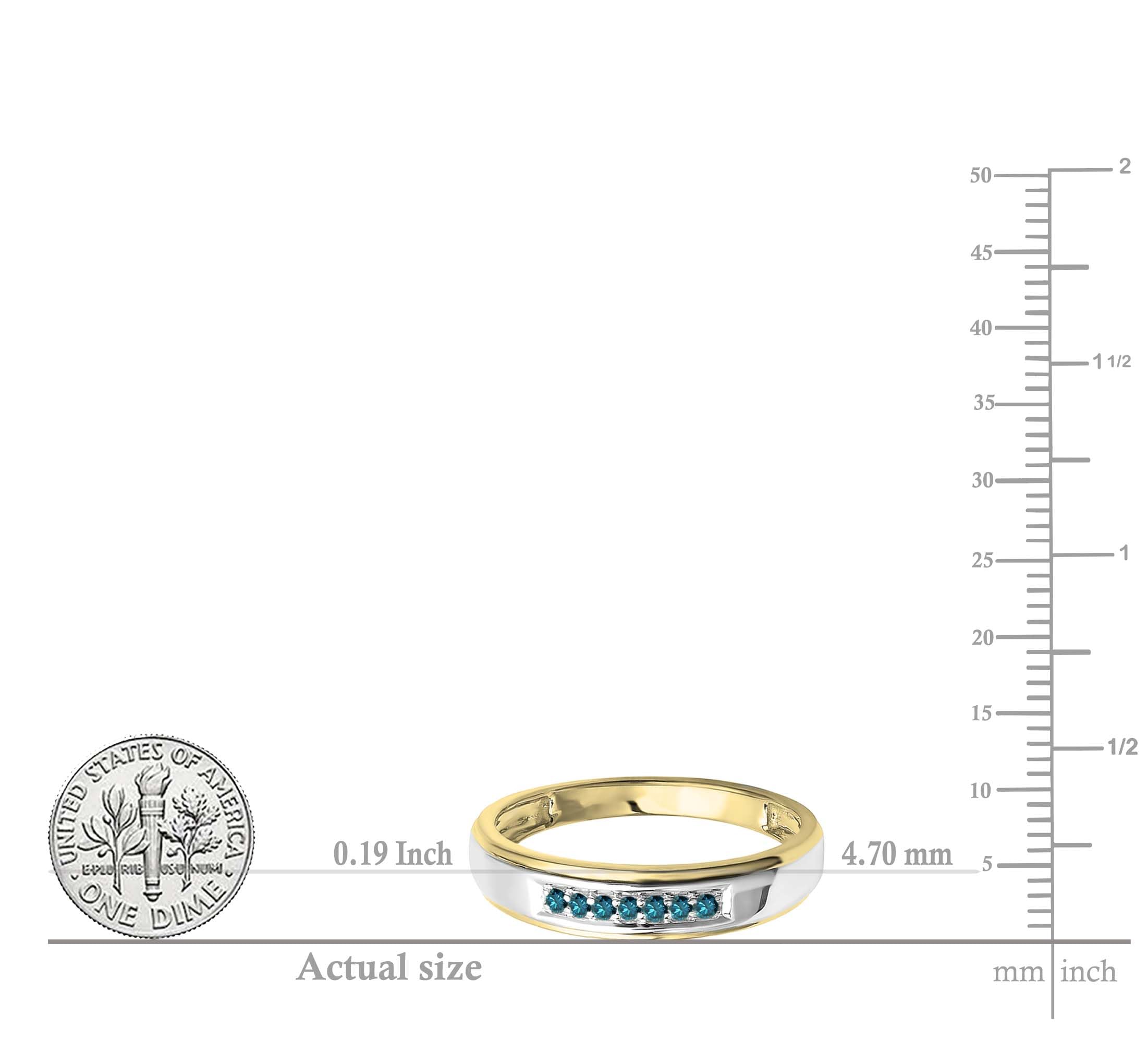 Dazzlingrock Collection 18K Yellow Gold Plated Sterling Silver Round Gemstone & Diamond Seven Stone Men's Wedding Band Ring - Perfect for Engagement, Anniversary & Special Occasion Gifts