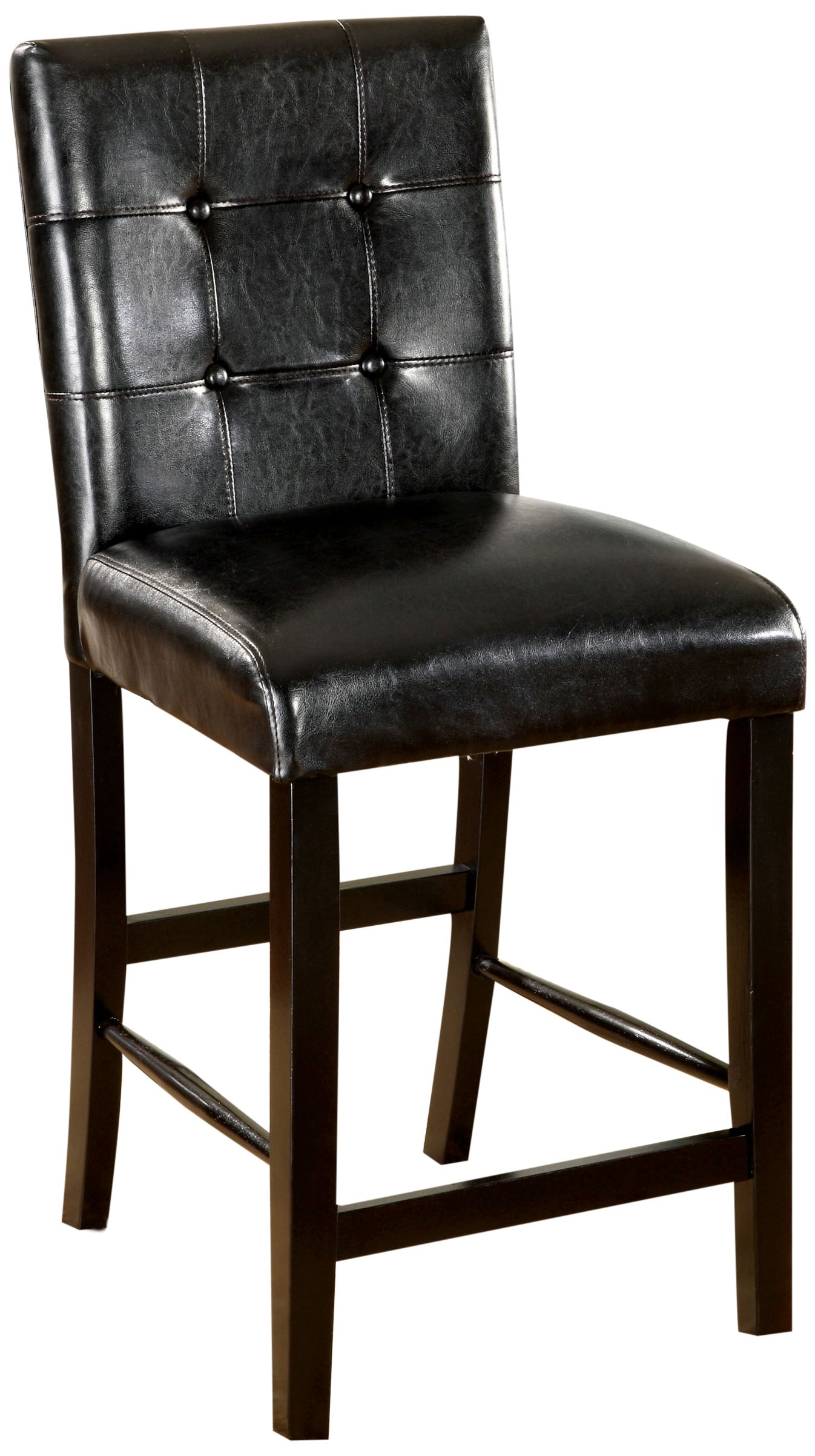 Taveren Padded Leatherette Counter Height Bar Stools Set of 2 - Black PU Leather Kitchen Island Chairs for Dining Room, Breakfast Nook & Home Bar