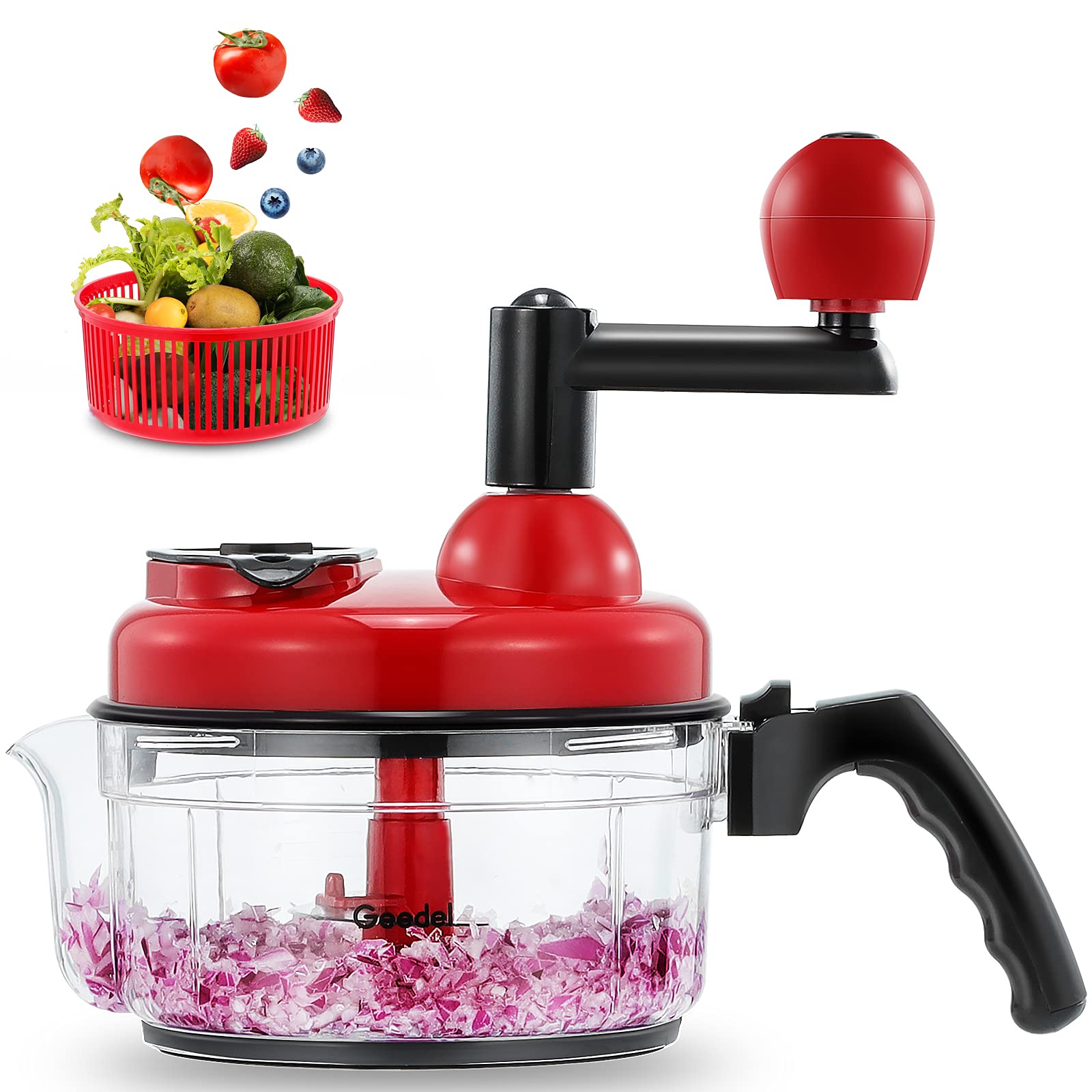 Geedel Hand Food Chopper - Manual Vegetable Dicer for Onion, Garlic, Salad & Salsa - Perfect for Kitchen Prep