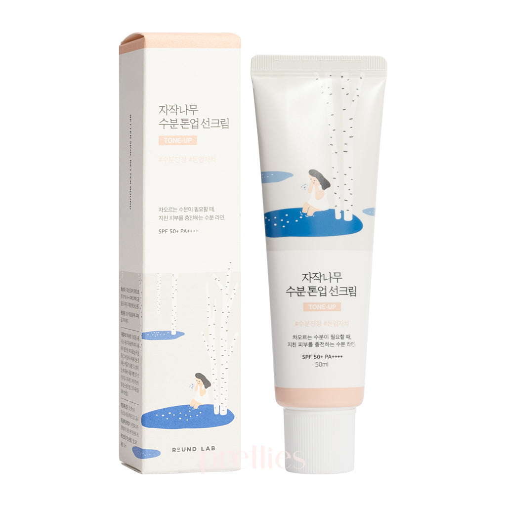 Round Lab Birch Juice Moisturizing Tone Up Sunscreen SPF50+ PA++++ 50ml - Hydrating Sun Protection with Brightening Effect for Daily Use, Outdoor Activities & Travel (Pink)