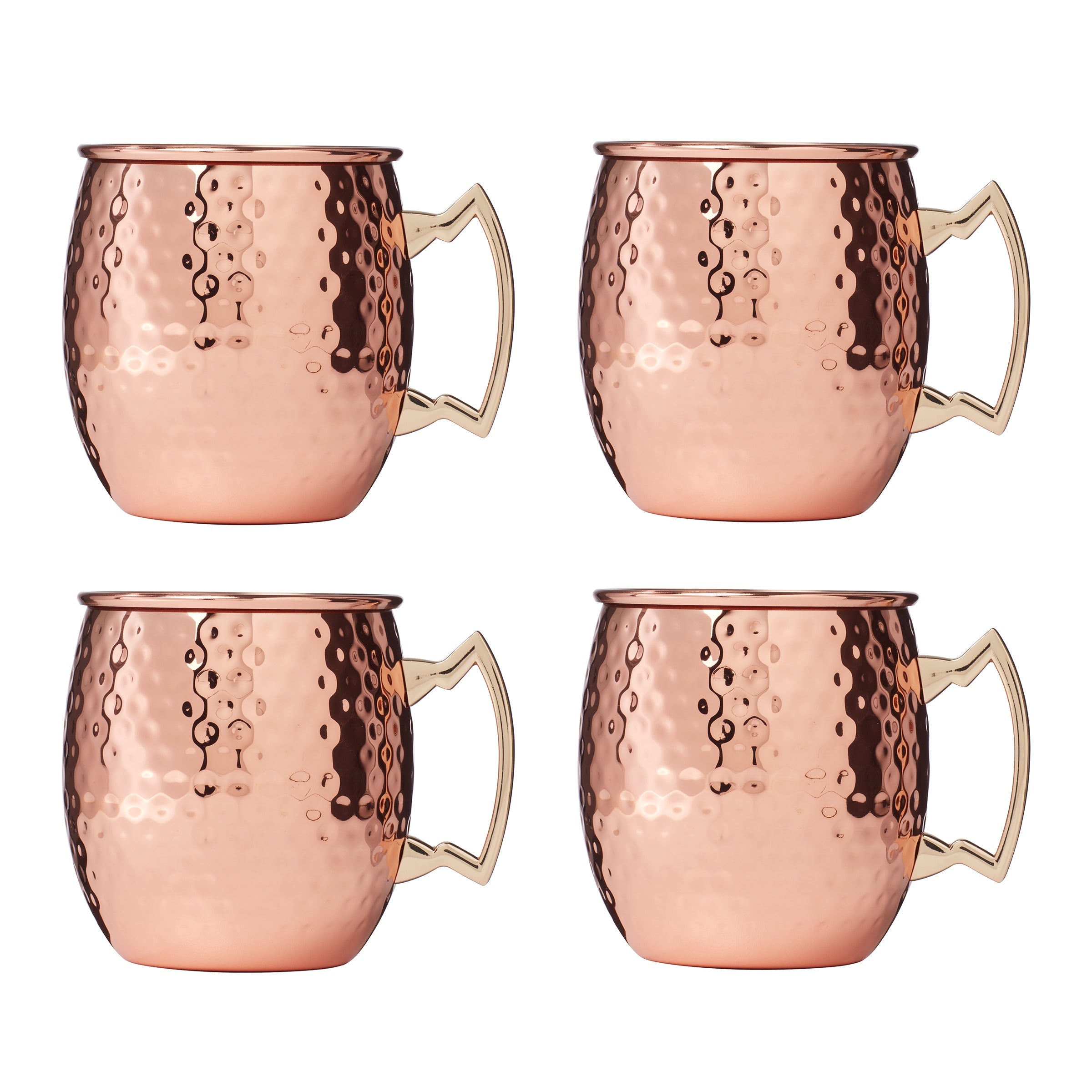 Premium Hammered Copper Moscow Mule Mugs Set of 4 - 16oz Handcrafted Copper Cups for Cocktails, Iced Coffee & Party Drinks - Perfect for Home Bars, Gifts & Entertaining