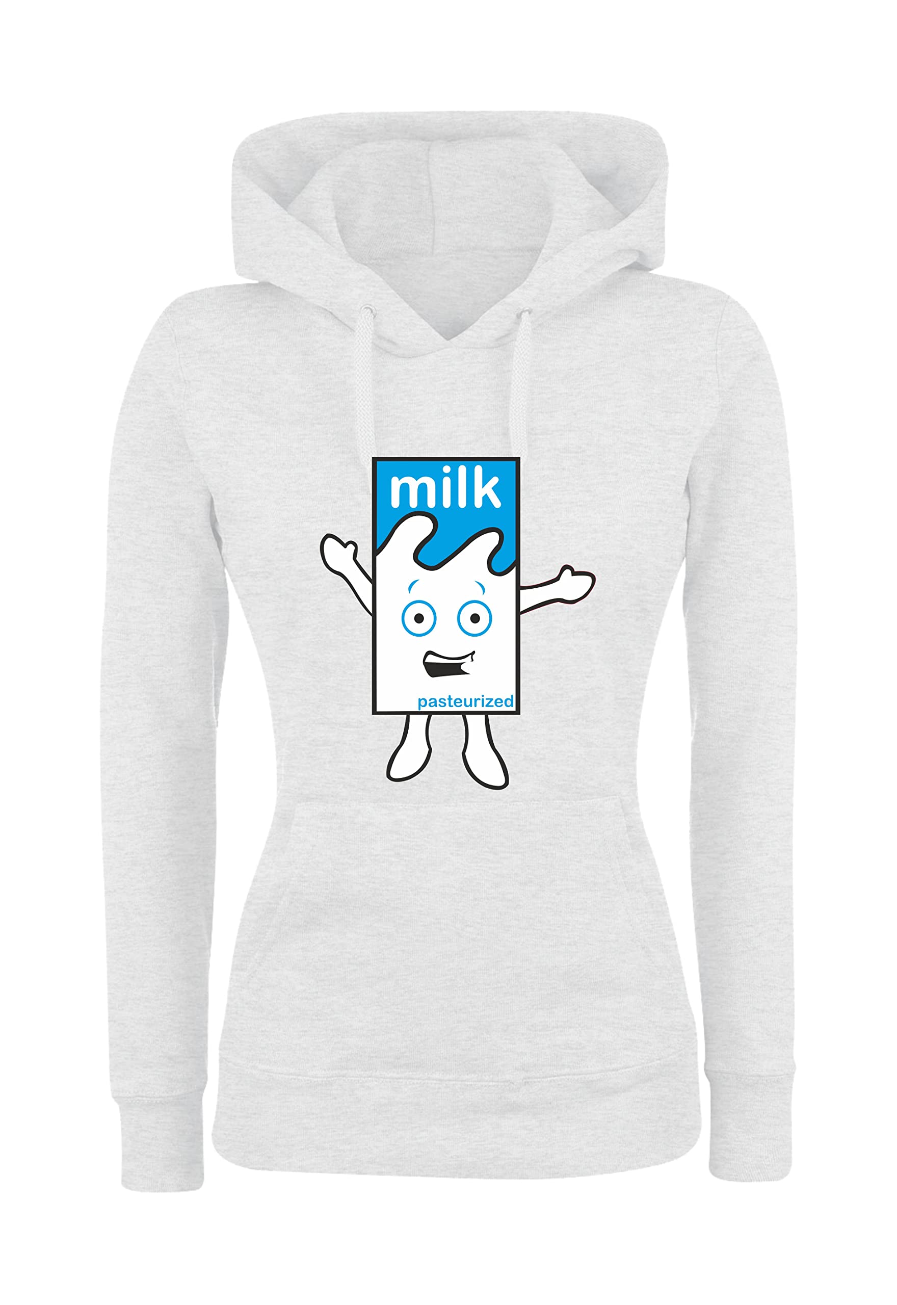 Funny Hoodie for Women - High Quality Basic Pullover with Hood - Milky Milk Print - Made in Italy - Perfect for Casual Wear, Street Style & Funny Gifts (White, XXL)