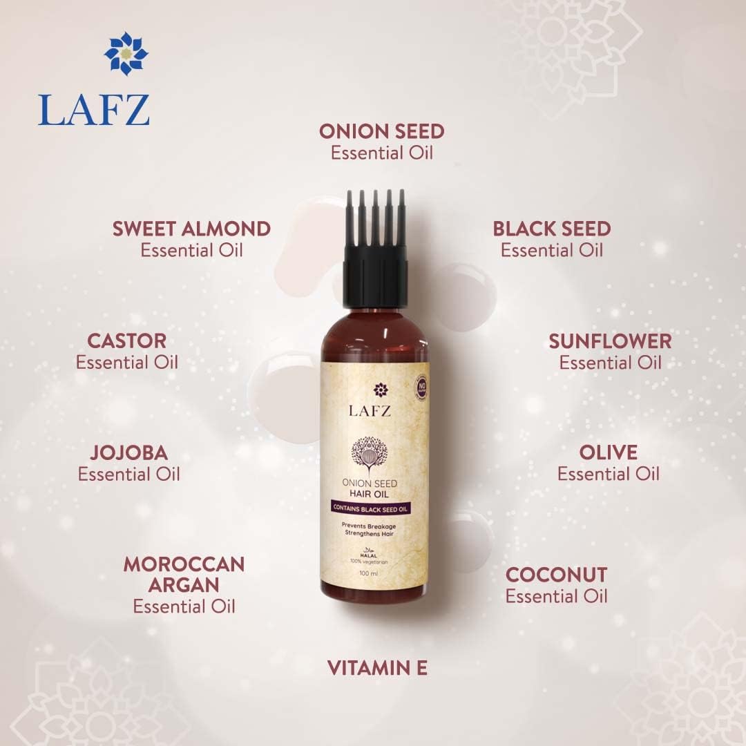 Lafz Essential Hair Oil with Onion & Black Seed - 100ml for Hair Growth, Scalp Care & Shine - Perfect for Daily Use & Hair Treatments