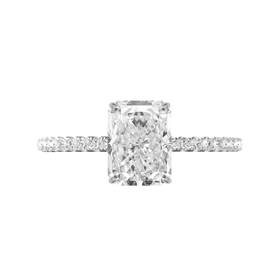 3.00 Carat Radiant Cut Colorless Moissanite Engagement Ring Set - Solitaire Halo Style in Solid 14K Gold/Silver - Vintage Wedding Bridal Ring for Women - Perfect for Proposals, Anniversaries & Special Occasions