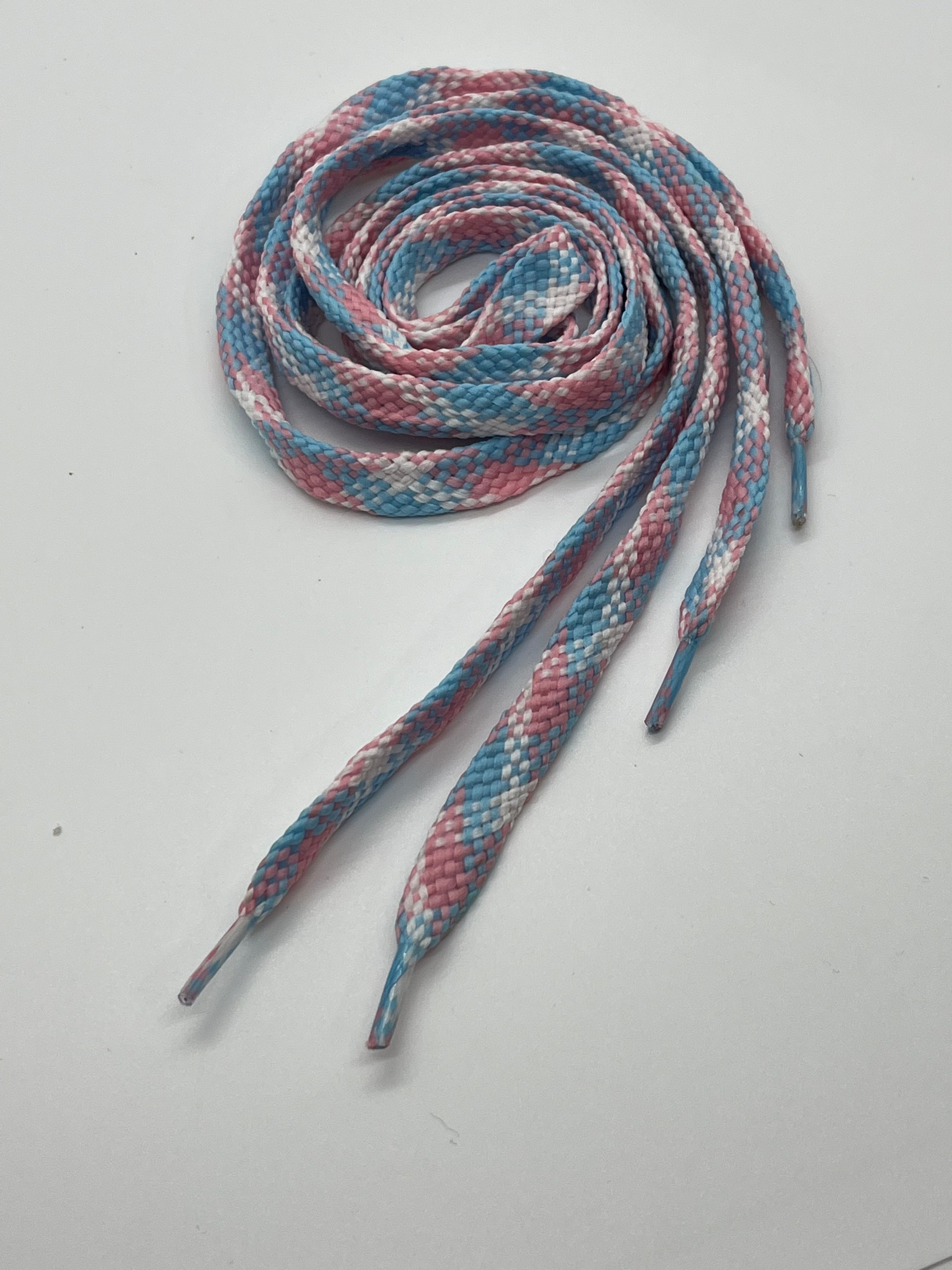 Flat Plaid Shoelaces for Sneakers & Shoes - Pink, Light Blue & White - Perfect for Casual, Athletic & Fashion Footwear