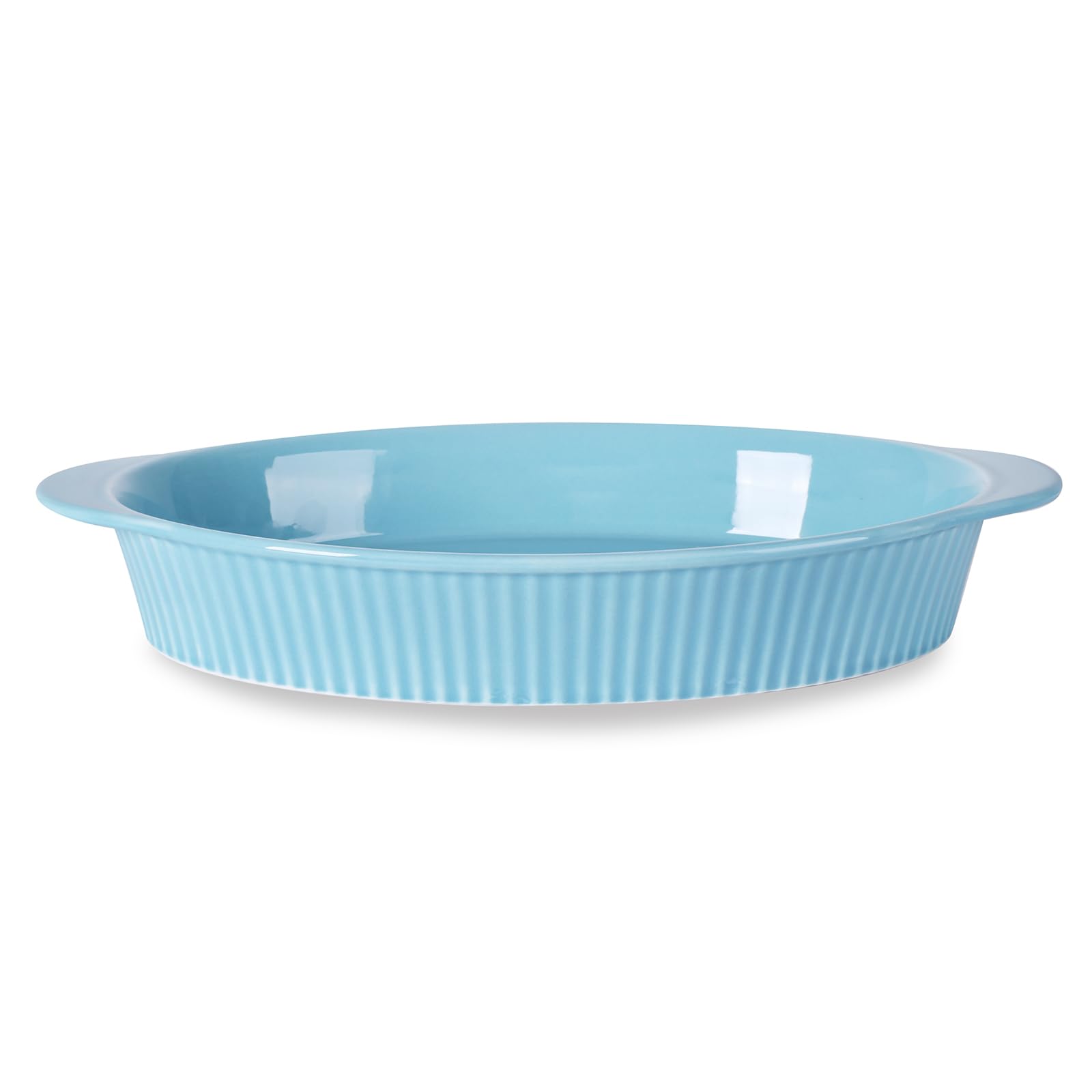 LEETOYI 9x13 Inch Large Oval Porcelain Au Gratin Baking Dish - Double Handle Oven Safe Bakeware for Casseroles, Lasagna, Mac & Cheese - Turquoise Kitchen & Home Dinnerware for Entertaining & Family Meals