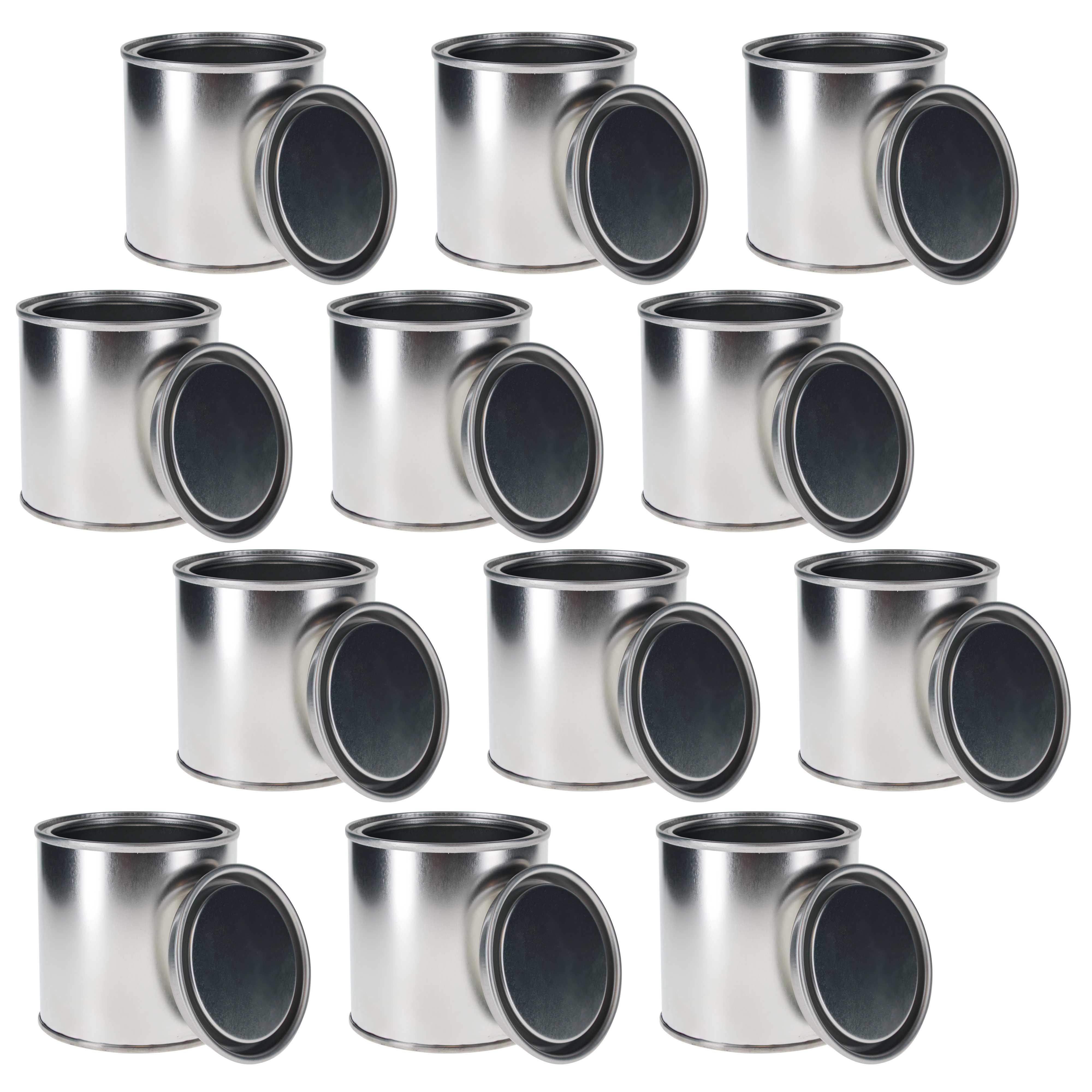 12-Pack 1/2 Pint Empty Metal Paint Cans with Triple Tight Seal Lids - 8 oz Unlined Steel Storage Containers for Oil-Based Paint, Art Supplies & DIY Crafts - Perfect for Artists, Hobbyists & Home Improvement Projects