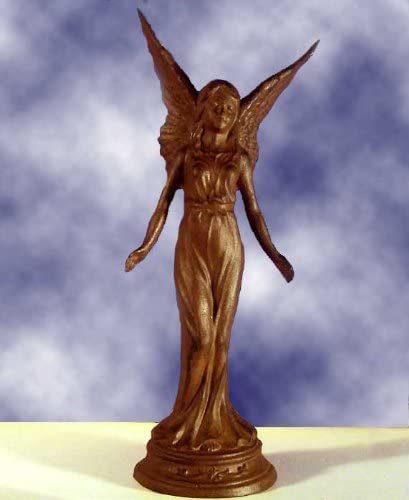 Upper Deck Majestic Angel Statue - Cast Iron Rust Finish Outdoor Garden Decor for Patio, Yard & Home
