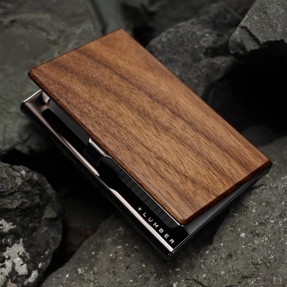 Premium Stainless Steel Business Card Holder with Walnut Wood Accent - Elegant & Durable Metal Card Case for Professional Networking, Corporate Gifts, and Business Meetings