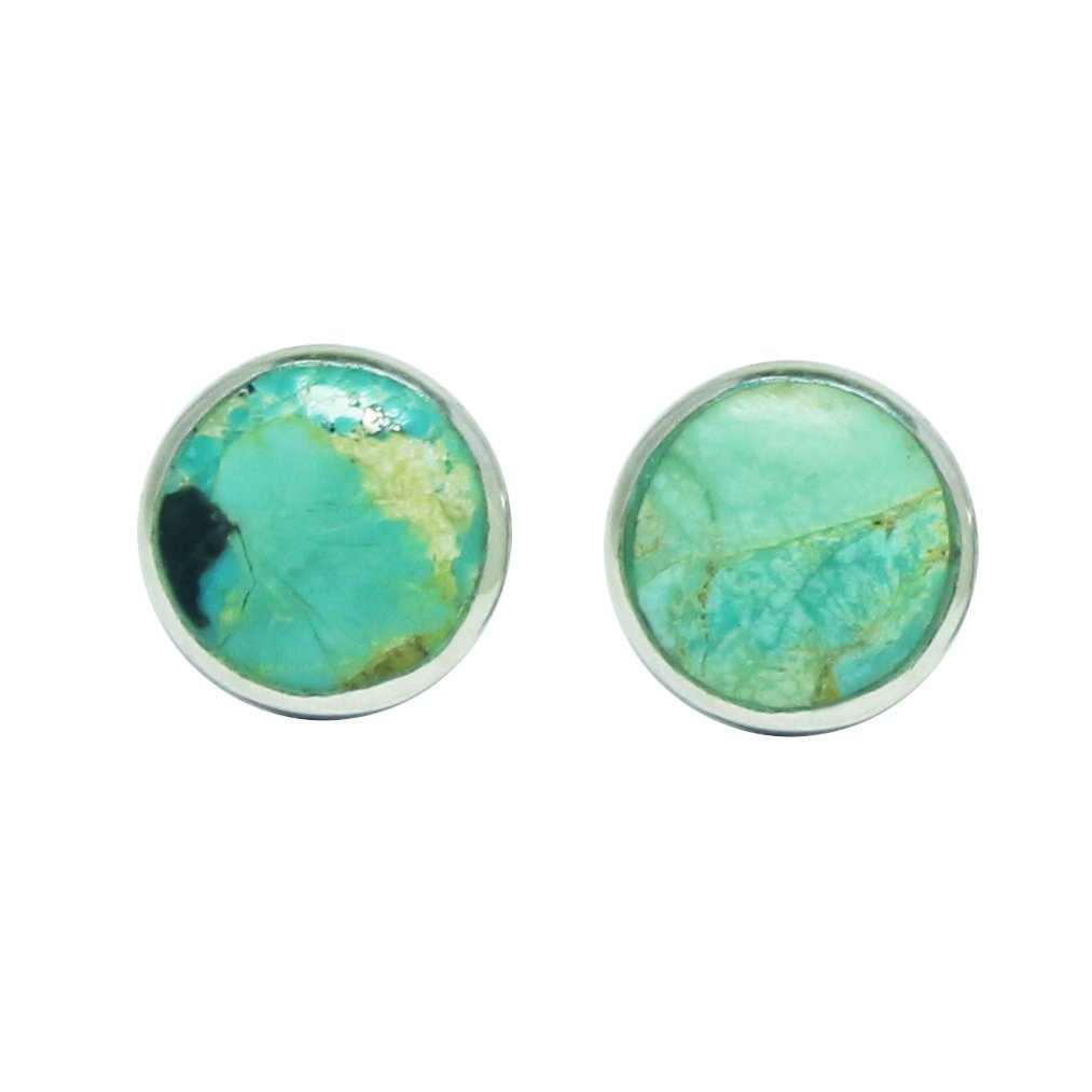 925 Sterling Silver Stud Earrings for Women - Turquoise Gemstone, Minimalist Round Design, Hypoallergenic & Lightweight, December Birthstone Jewelry - Perfect for Gifts, Everyday Wear & Special Occasions