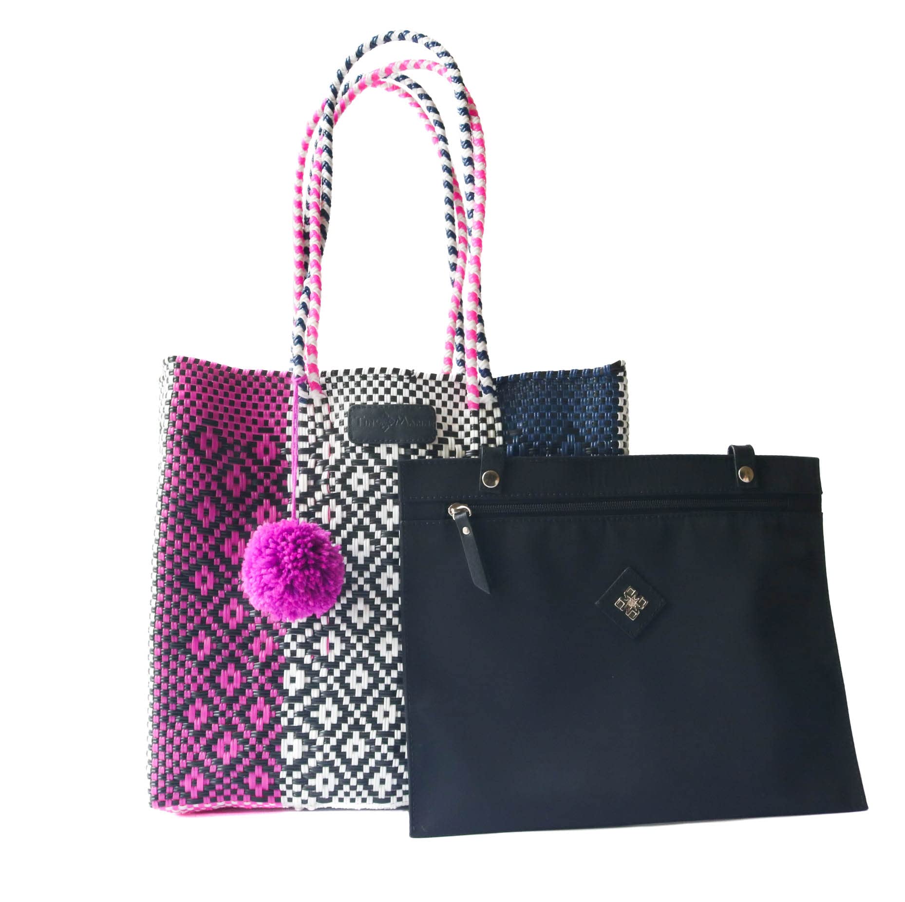 Bloom Woven Tote Bag - Eco-Friendly Handwoven Recycled Plastic Beach Bag - Mexican Oaxaca Style Water-Resistant Purse for Women - Perfect for Summer, Travel, Shopping & Everyday Use