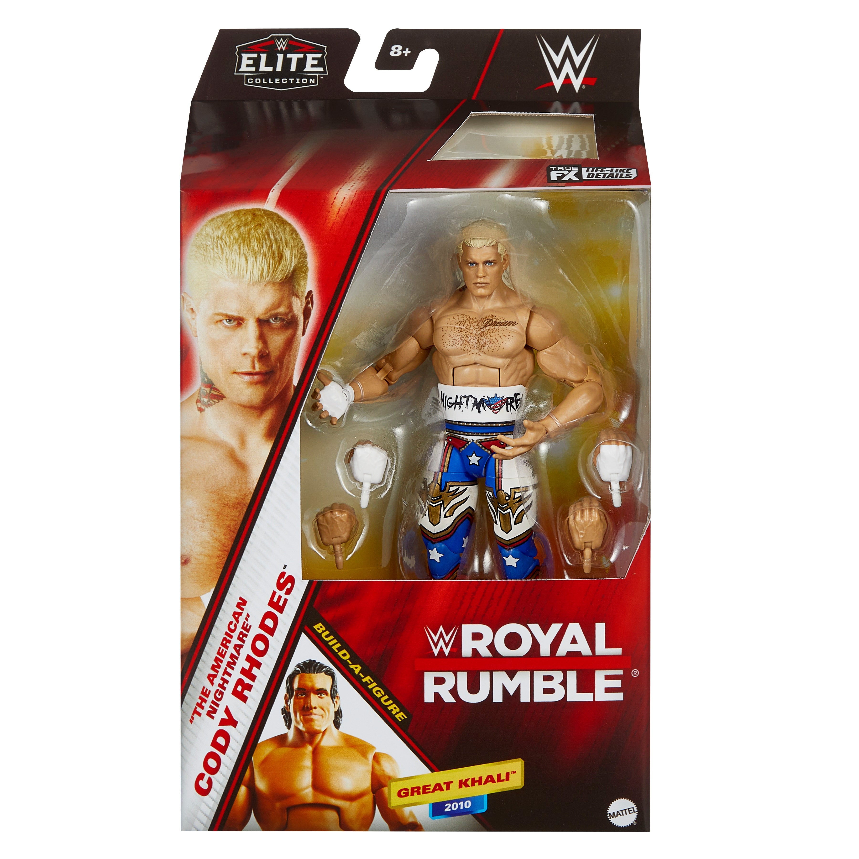 WWE Royal Rumble Elite Collection Cody Rhodes Action Figure with Great Khali BAF - Perfect for Wrestling Fans, Collectors, and Display