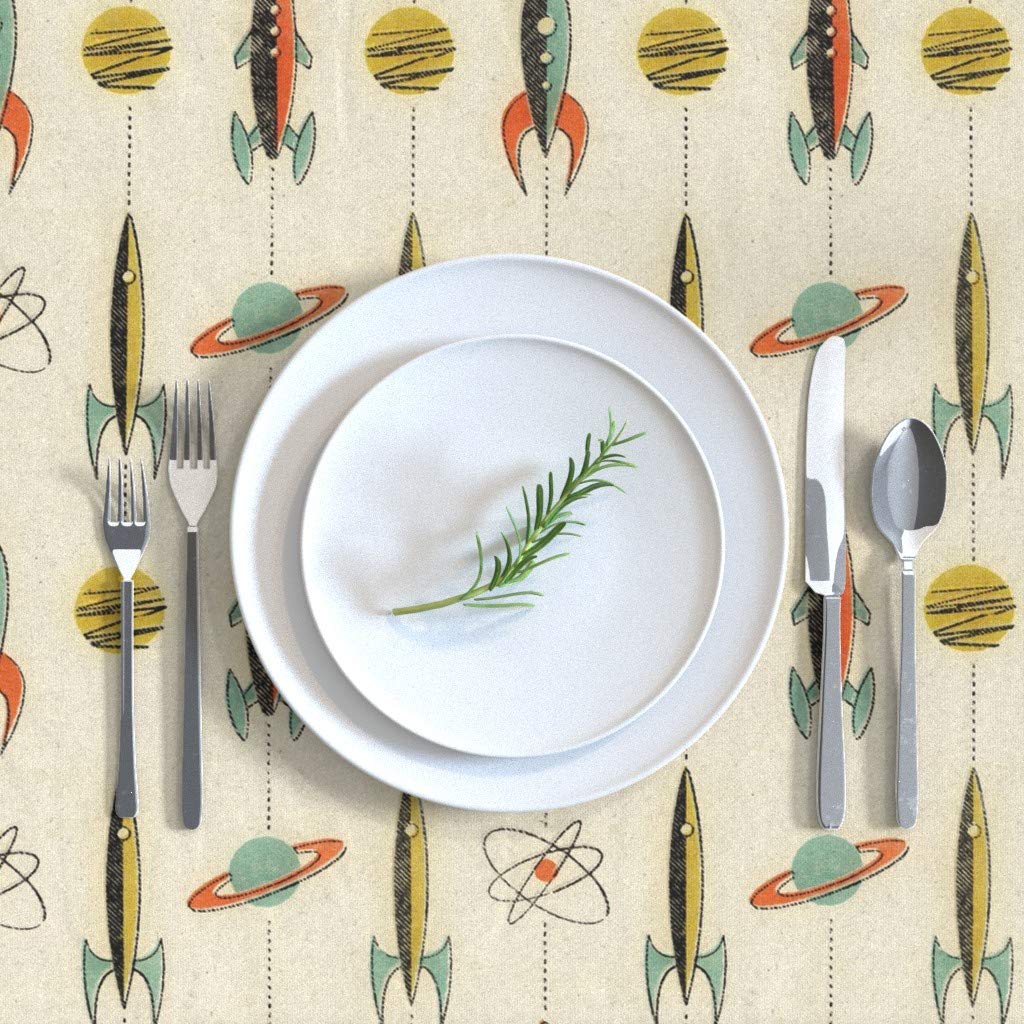 Custom Retro Rocket Space Planet Tablecloth - 70