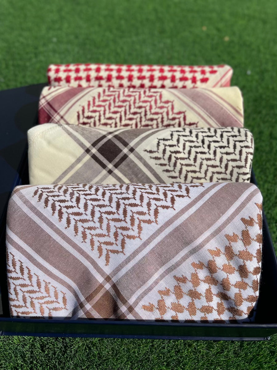 Premium Winter Shemagh & Keffiyeh Scarf Set - Crimson Dunes Pattern - Warm Arabic Head Wrap for Men & Women - Perfect for Cold Weather, Outdoor Adventures & Fashion Accessories