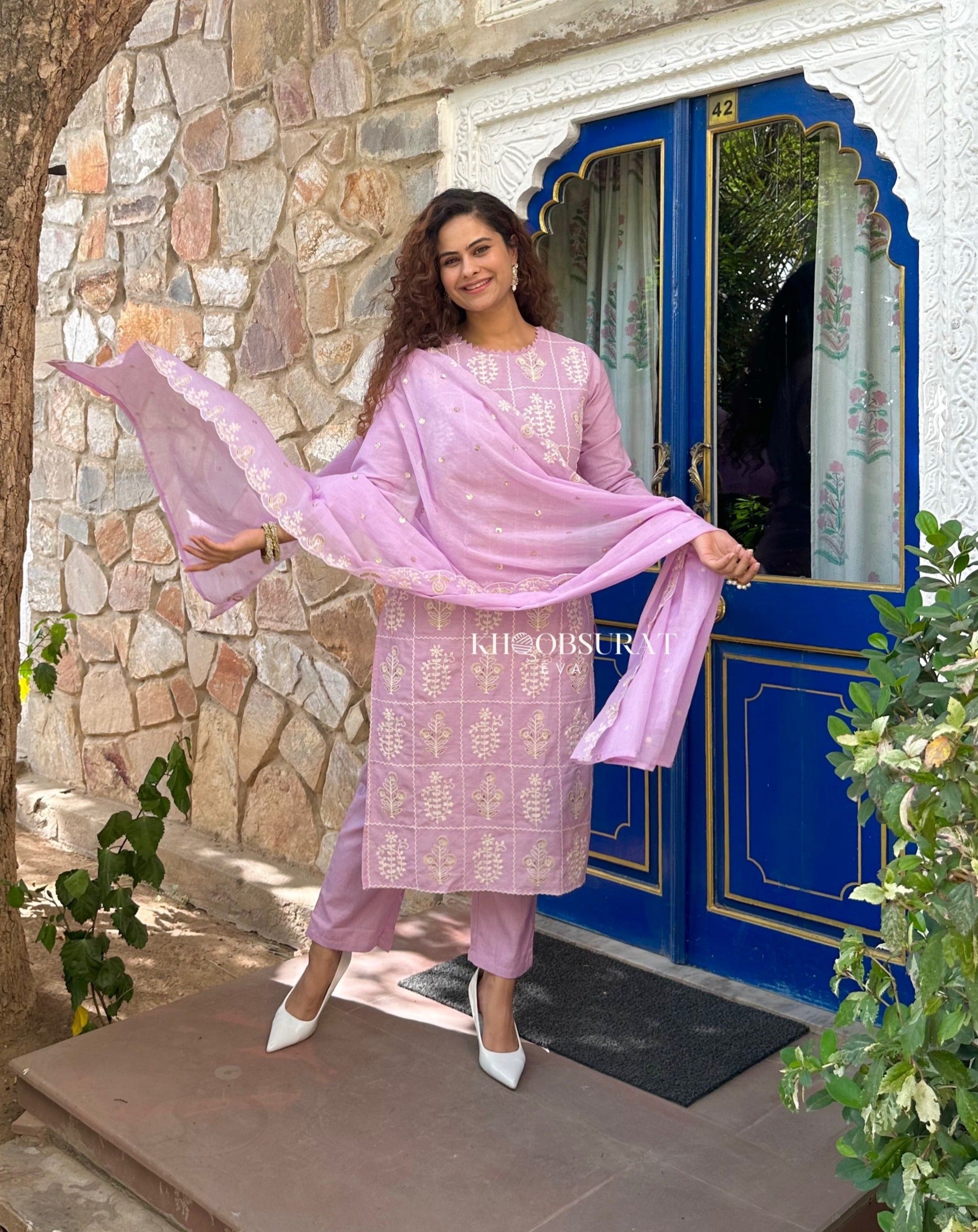Elegant Purple Floral Embroidered Kurta Suit Set for Women | Traditional Indian Ethnic Wear | Perfect for Festivals, Weddings & Special Occasions
