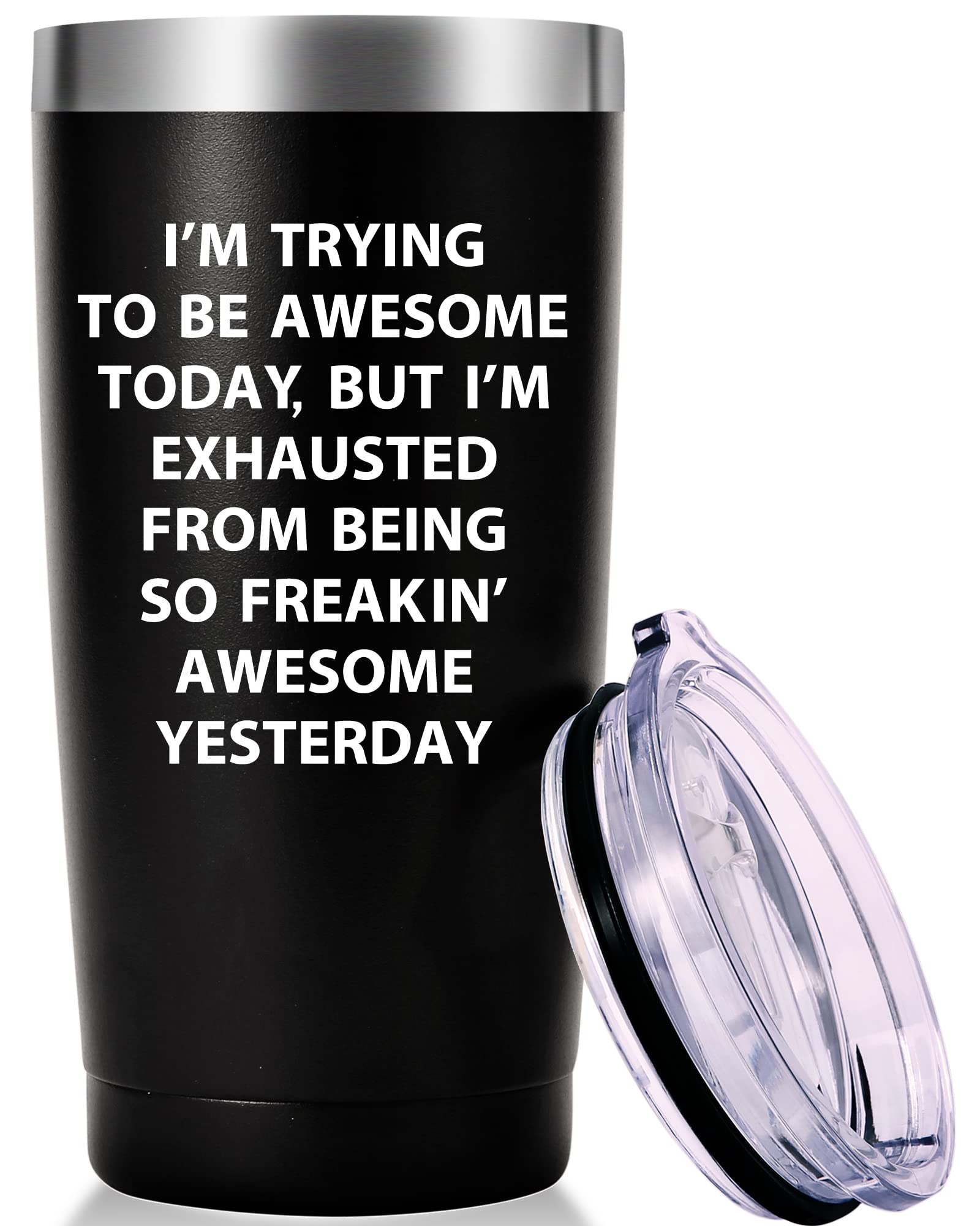 Awesome Today Travel Mug Tumbler 20oz - Inspirational Coffee Cup for Office, Work, Commute - Motivational Gift for Boss, Coworker, Colleague, Dad, Mom - Perfect Birthday & Christmas Present for Men & Women (Black)