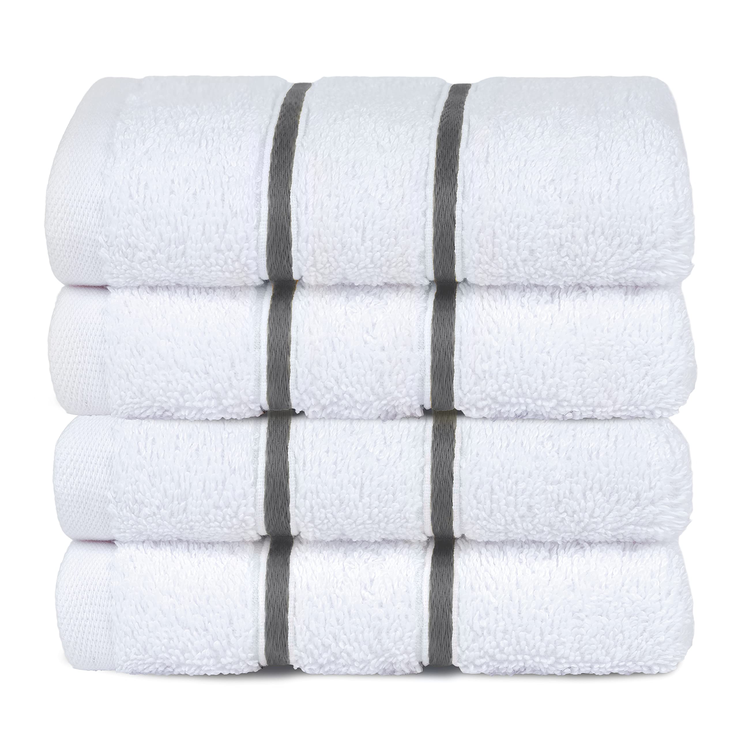 4 Pack Premium White Washcloths - 100% Turkish Cotton Face & Hand Towels for Bathroom, Kitchen & Spa - Soft Absorbent Wash Rags (Dark Gray) - Perfect for Daily Use, Baby Care & Hotel Essentials