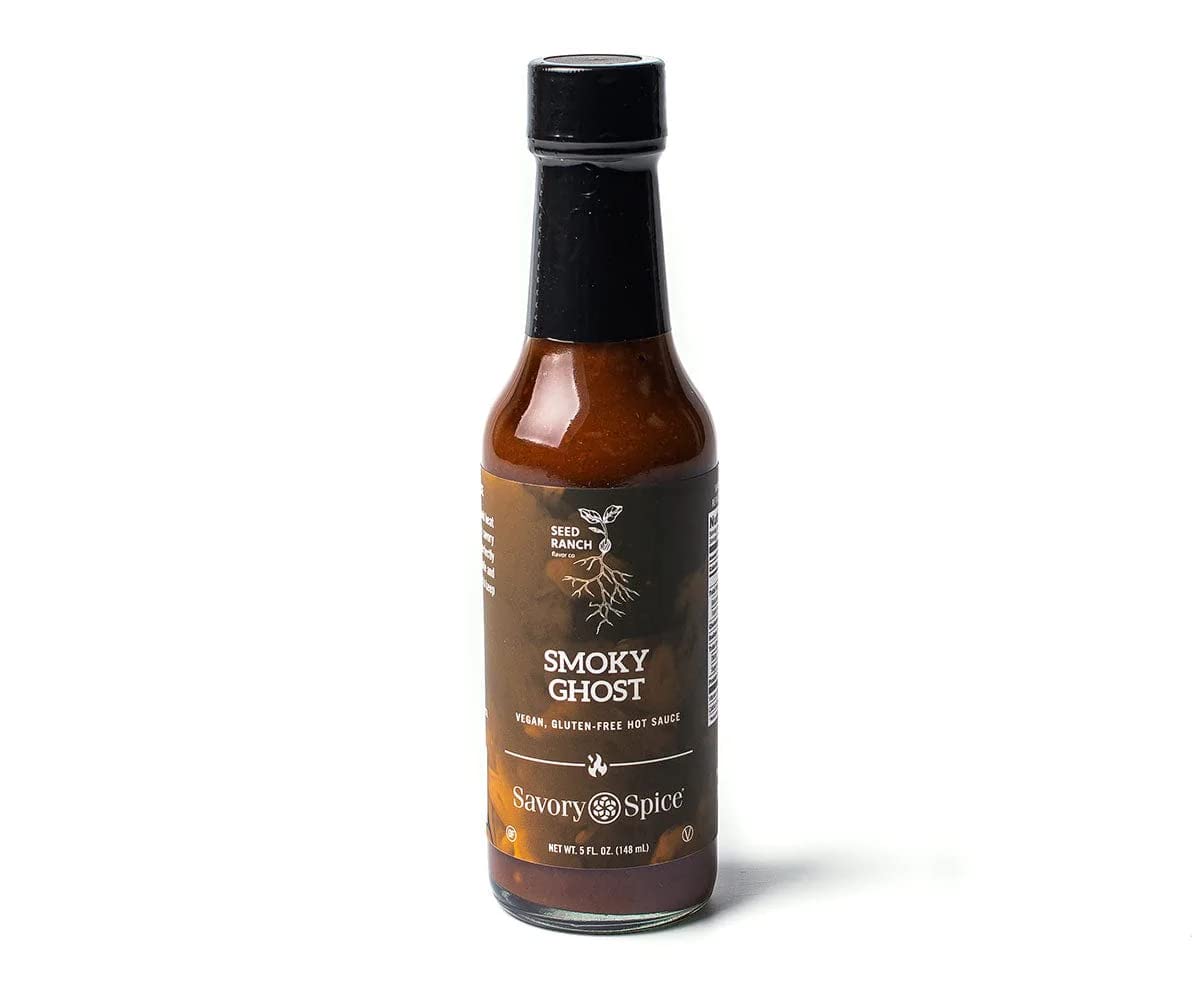 Seed Ranch Smoky Ghost Hot Sauce - Vegan & Gluten-Free Spicy Condiment (5 fl oz) | Perfect for Tacos, Wings & BBQ | Gourmet Flavor Enhancer