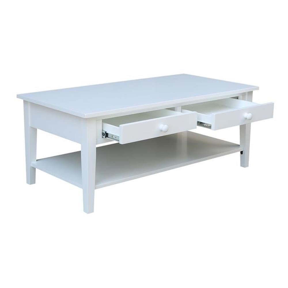 IC International Concepts Solid Wood Spencer Coffee Table - Modern Farmhouse Style Living Room Furniture for Home Decor & Entertainment Spaces