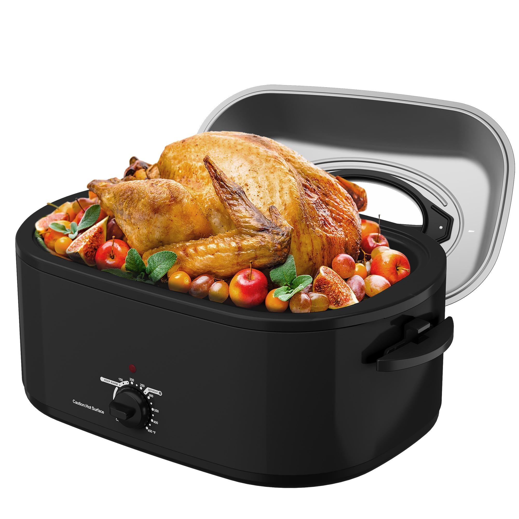 Sunvivi 24 Quart Electric Roaster Oven with Self-Basting Lid - Large Turkey Roaster with Removable Pan & Cool-Touch Handles - Perfect for Thanksgiving, Holiday Cooking, Buffets & Family Gatherings (Black)