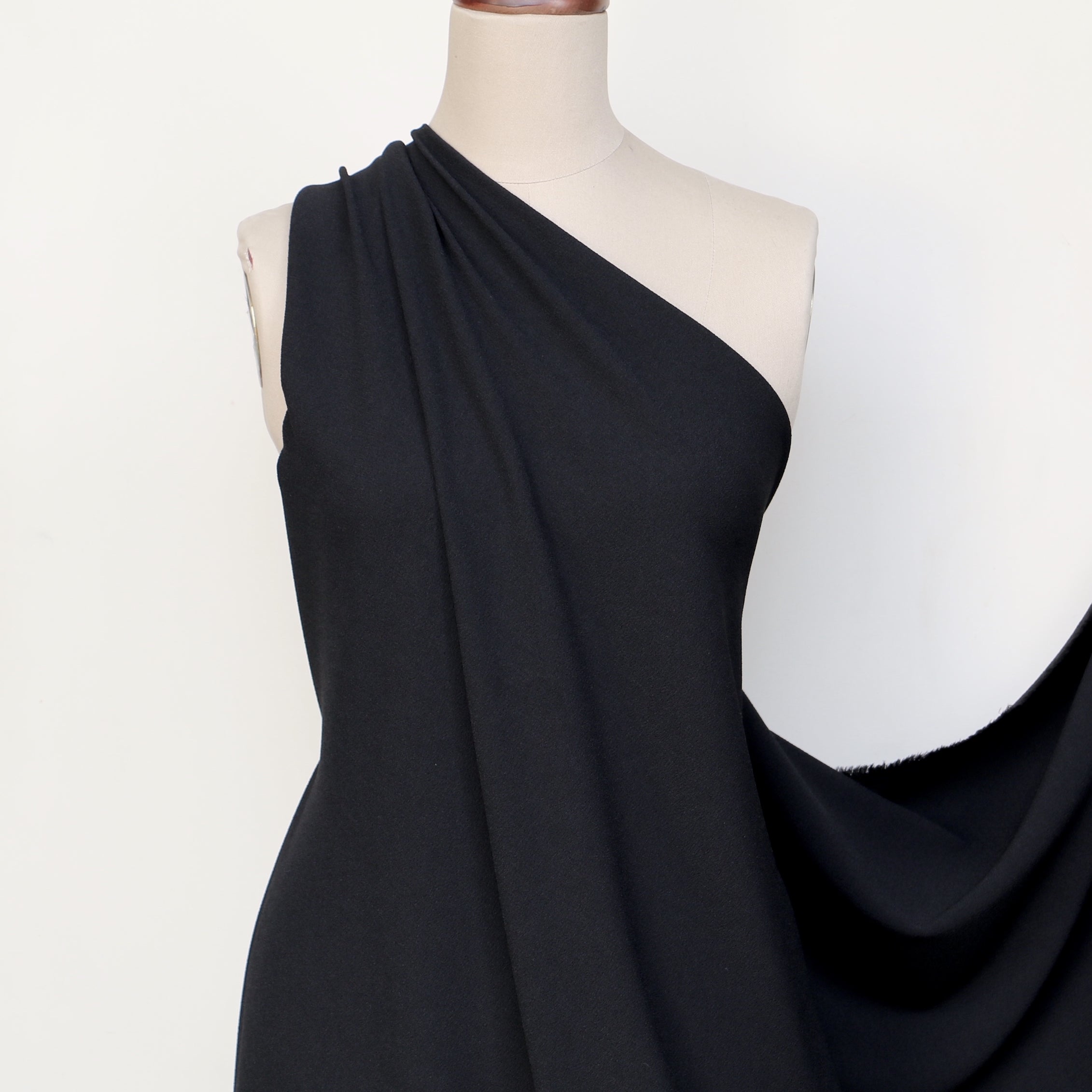 Charm Crepe Black - Elegant Black Crepe Fabric for Dresses, Scarves & DIY Fashion Projects | Perfect for Evening Wear, Bridal Gowns & Special Occasions