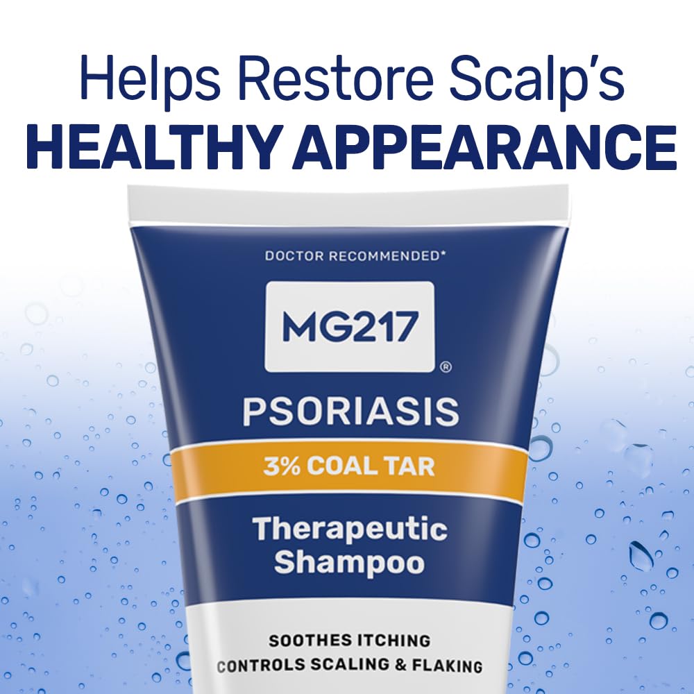 MG217 Psoriasis Shampoo with 3% Coal Tar - Therapeutic Scalp Treatment for Itching, Scaling & Flaking - Controls Scale Buildup - 8 fl oz - Ideal for Daily Psoriasis & Dandruff Relief