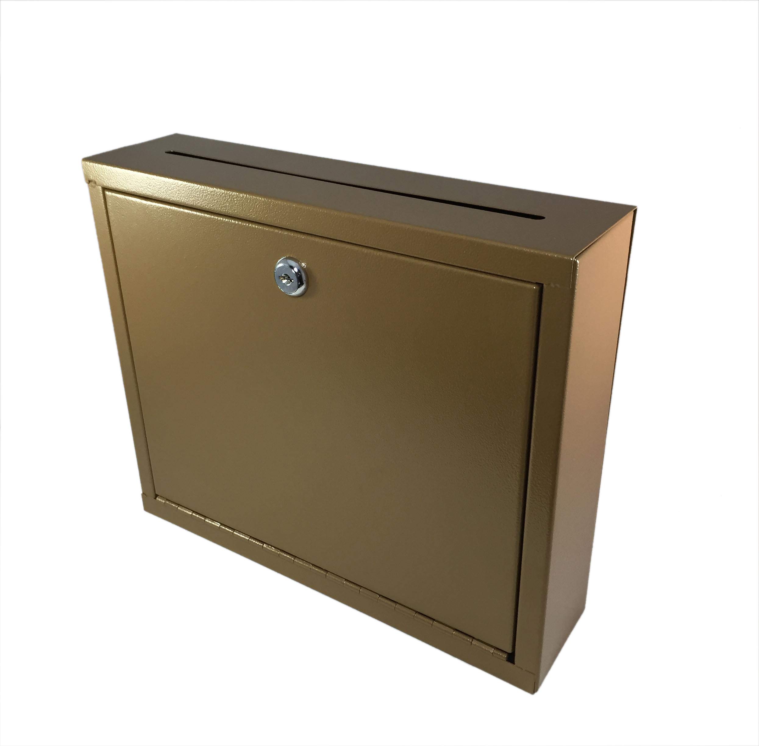 FixtureDisplays® Medium Wall Mountable Multipurpose Box - Suggestion, Donation, Drop, Mail & Cash Collection - Durable Copper Finish for Offices, Schools & Retail Stores