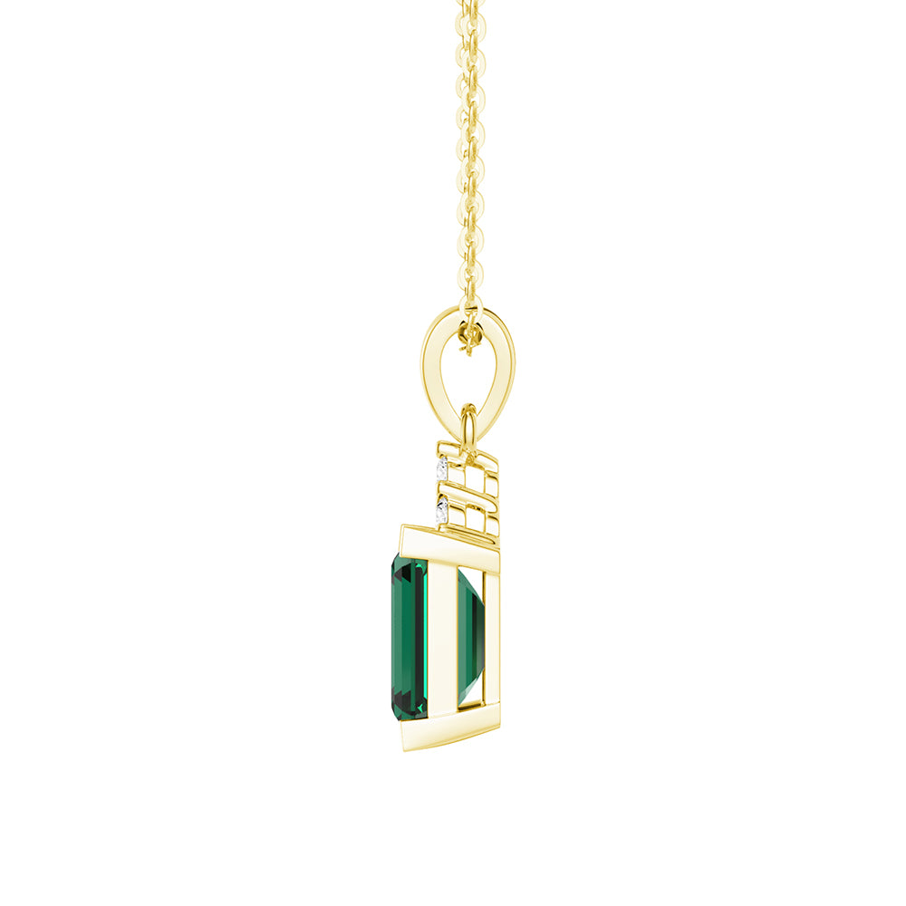Lab Grown Emerald Pendant and Earrings Set - 14K Gold Plated Jewelry for Women | Elegant Gift for Birthday, Anniversary & Valentine's Day | Perfect for Parties, Weddings & Special Occasions