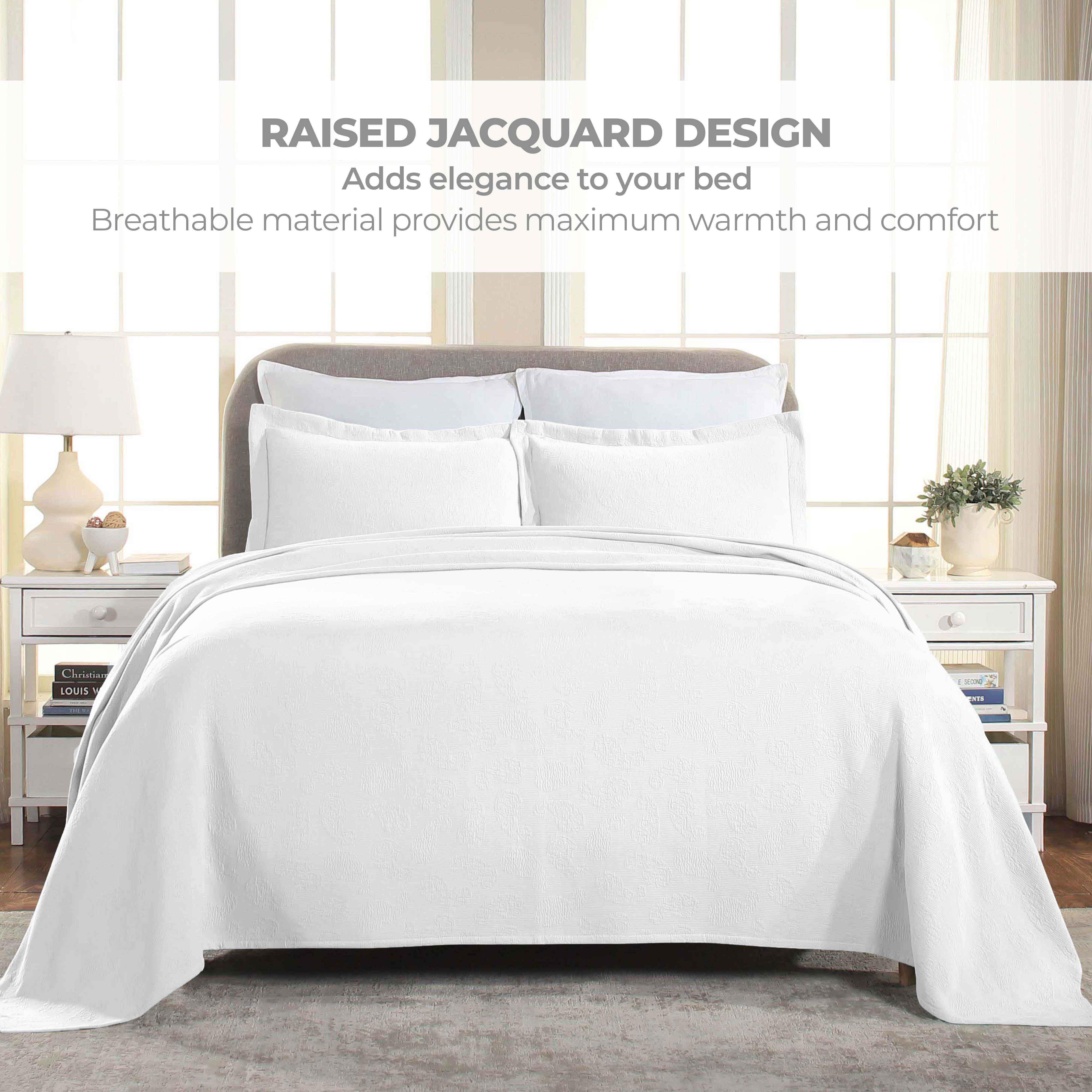 Jacquard Matelassé Paisley Cotton Bedspread Set - Queen Size Luxury Bedding for Master Bedroom & Guest Room Decor