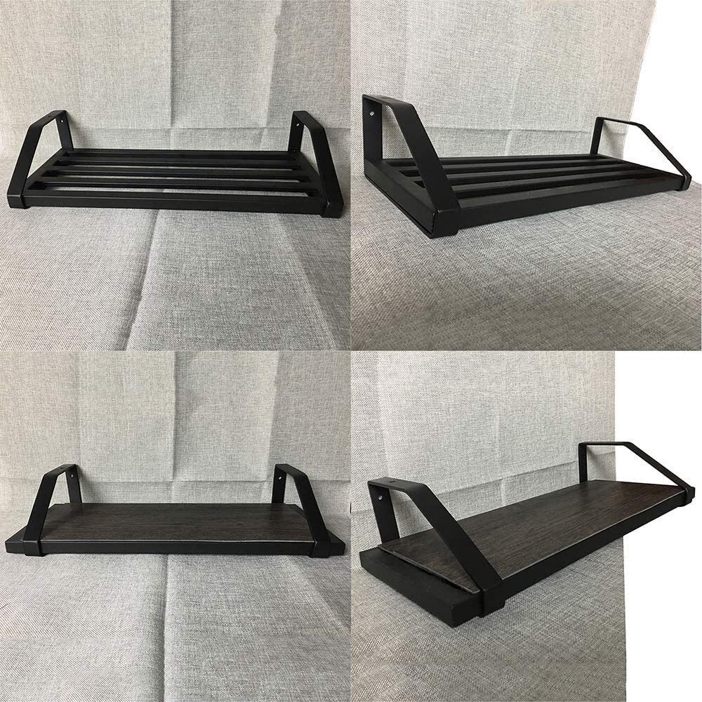 Heavy Duty Black Metal Shelf Brackets - 6 Inch (15cm) Floating Industrial Shelves, Rustic Wall Mounted Triangle Bracket for Kitchen, Bathroom, Garage Storage & Organization