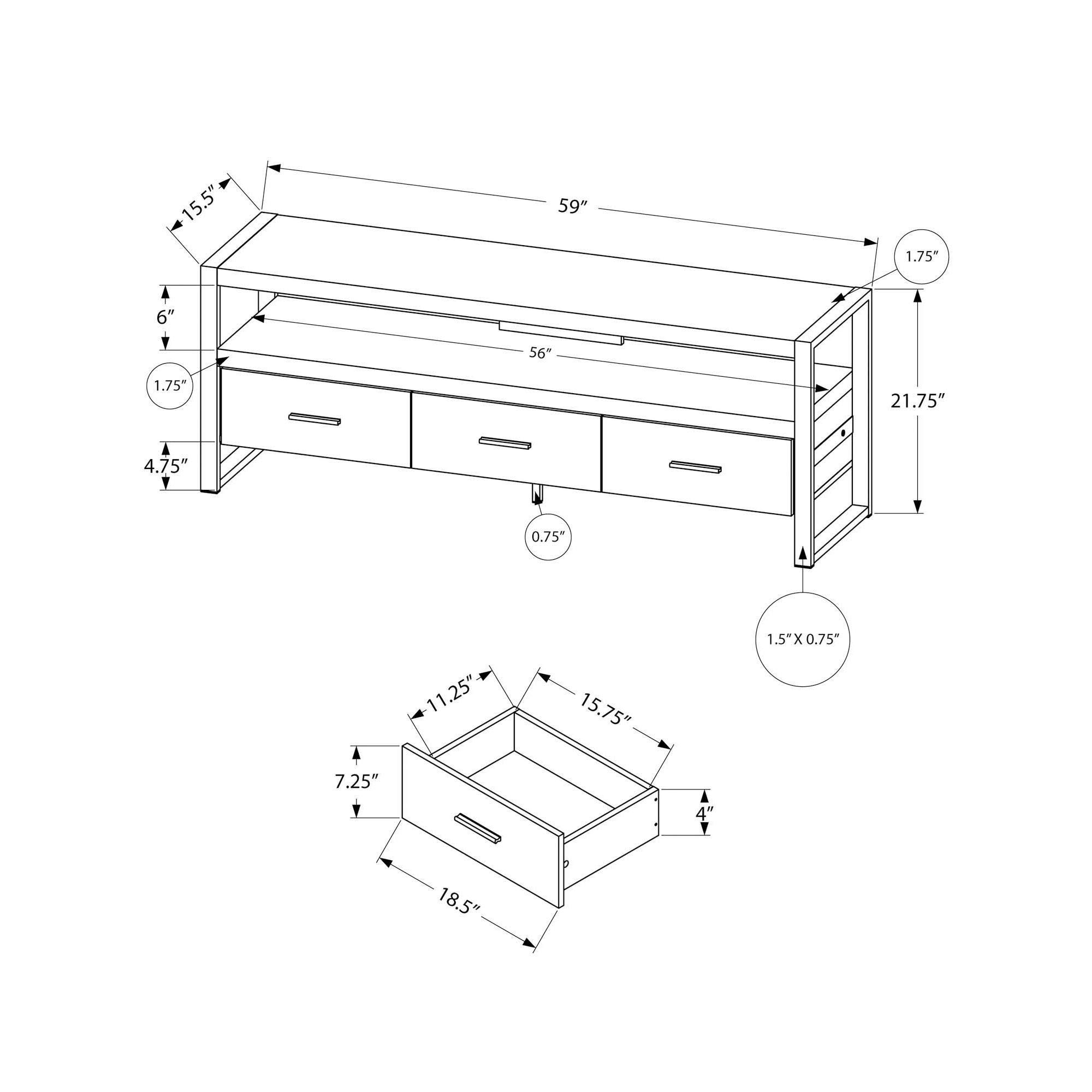 Offex 60 Inch Modern TV Stand with 3 Storage Drawers - Reclaimed Wood Look in Taupe - Perfect for Living Room, Bedroom & Home Theater Setup