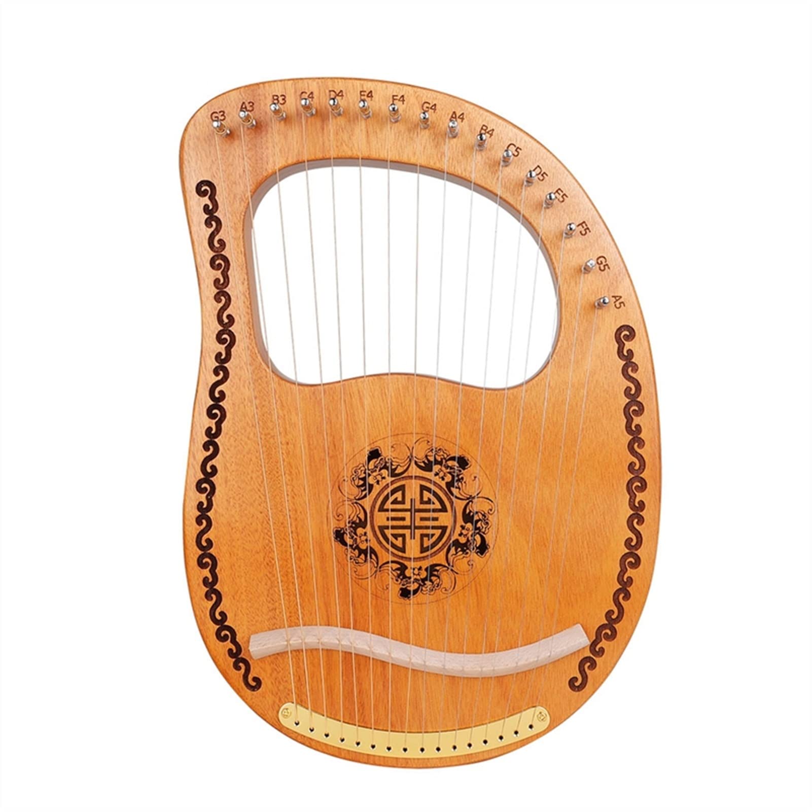 16 String Mahogany Lyre Harp - Handcrafted Musical Instrument with Tuning Wrench | Perfect for Beginners, Meditation, Celtic Music & Home Decor