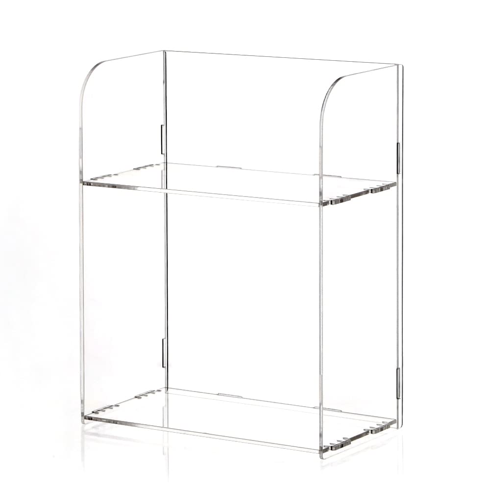 Jusalpha 2-Tier Clear Acrylic Bathroom Organizer Shelf - Cosmetic, Perfume & Makeup Storage Display for Vanity, Countertop or Dresser - Sturdy Multifunctional Tabletop Tray for Skincare, Toys & Spices (8