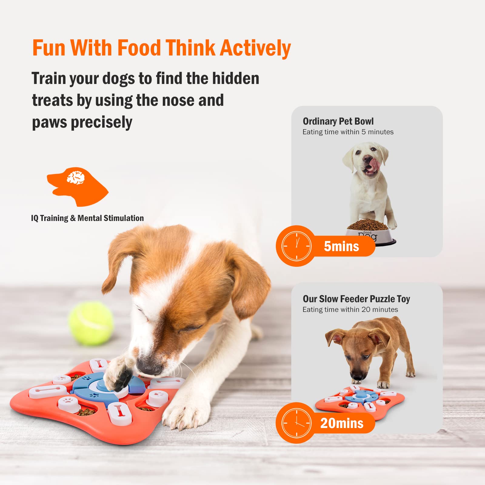 Interactive Dog Puzzle Toys for IQ Training & Mental Enrichment - Treat Dispensing Slow Feeder for Small Medium Large Dogs - Brain Stimulation Toys for Puppies & Adult Dogs - Perfect for Indoor Play, Boredom Relief & Training Rewards