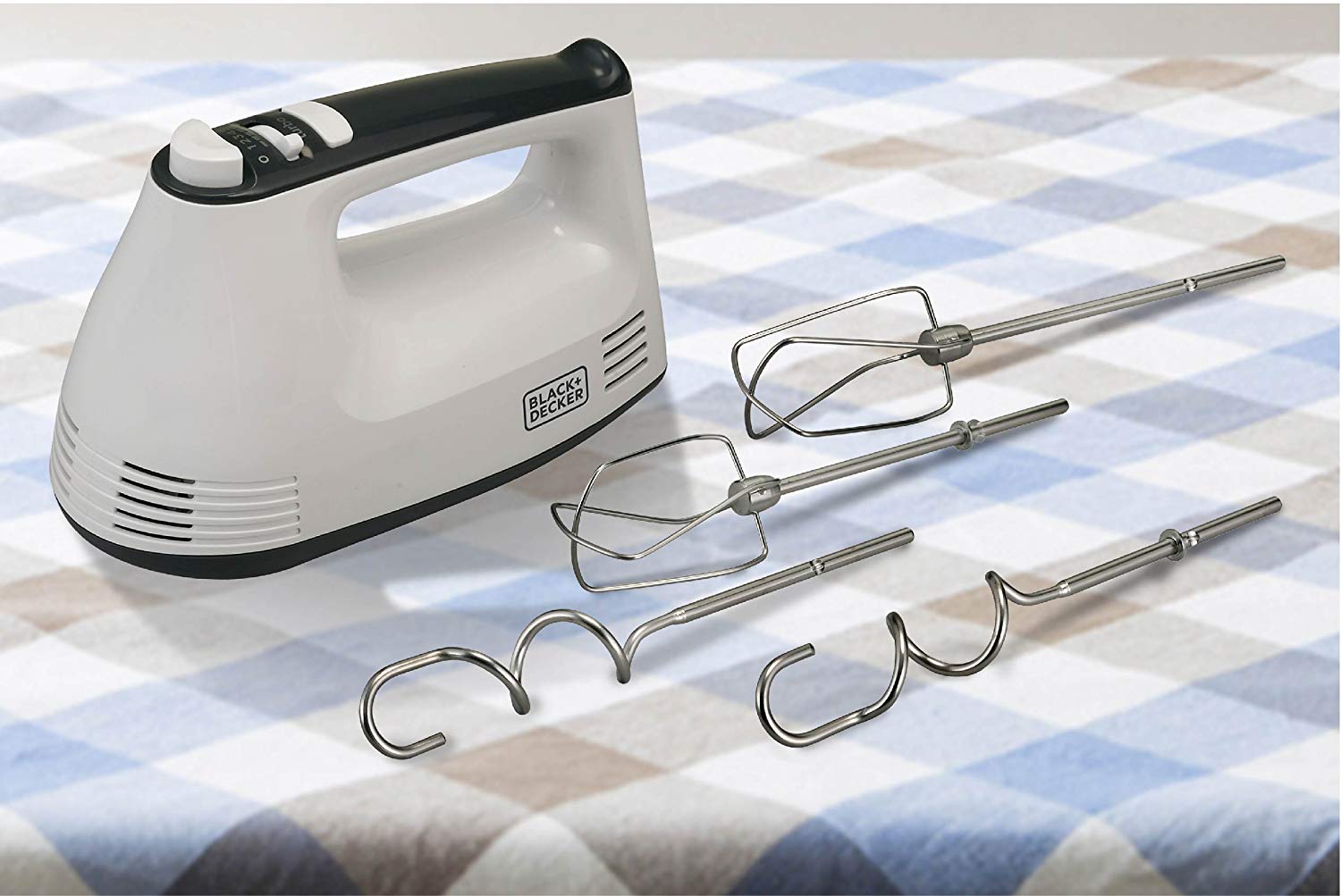 Black+Decker M350 B5 300 Watt Hand Mixer - Powerful Electric Mixer for Baking, White & Grey, 220V - Perfect for Cakes, Cookies, Dough & More in Home Kitchen