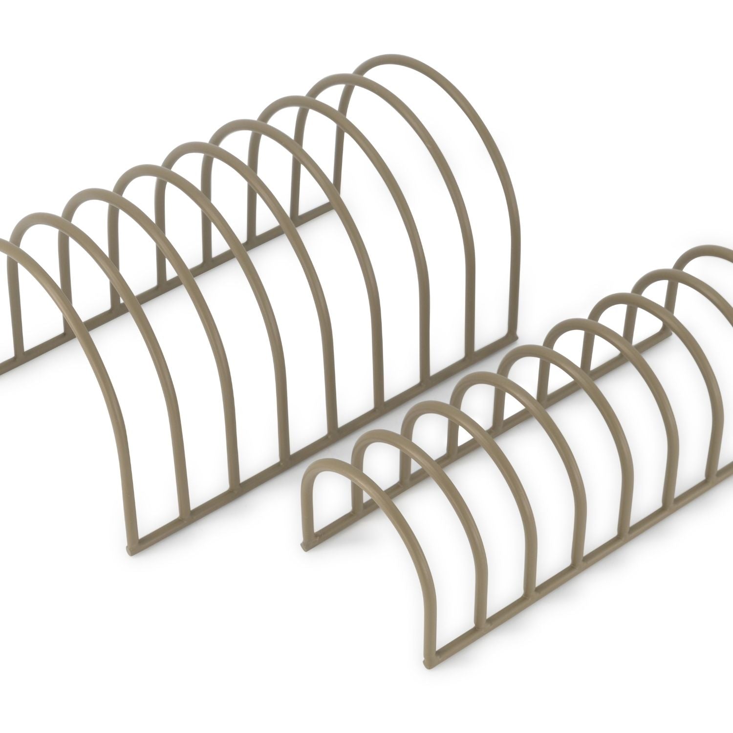 DESIGNSTUFF Dish Drainer Set of 2 - Khaki Color Kitchen Countertop Drying Rack for Plates, Bowls & Utensils | Space-Saving Dishware Organizer for Small Kitchens & Apartments