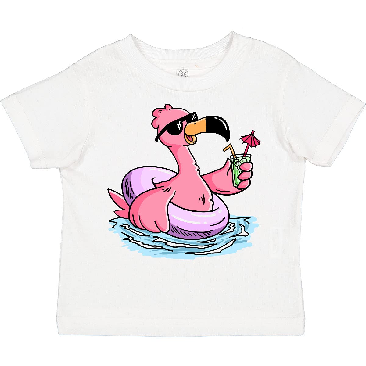Flamingo with Sunglasses Toddler T-Shirt | Cute Summer Pool Party Outfit for Kids | Swimwear & Beach Vacation Clothing